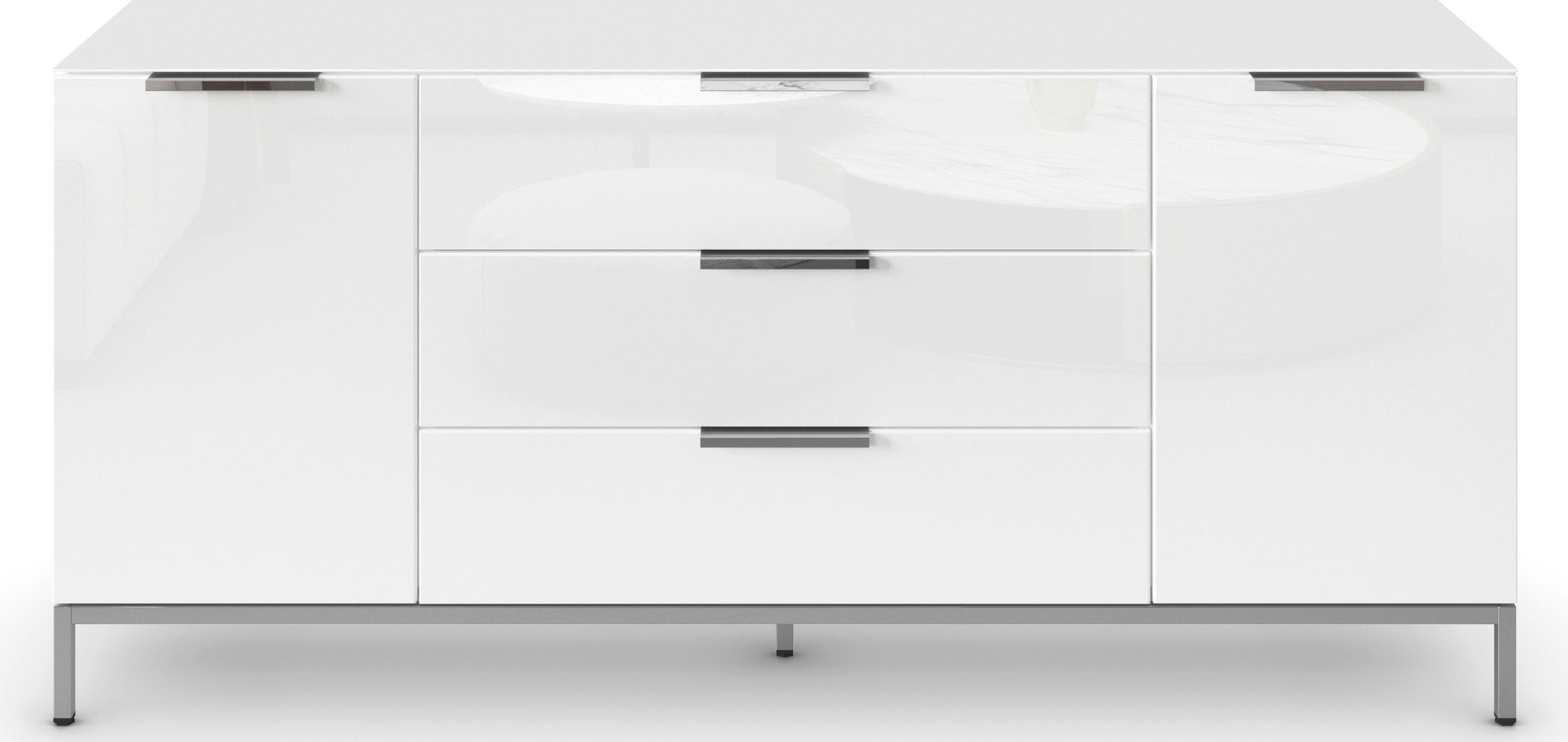 rauch Kombikommode »Kommode Türkommode Sideboard Kombikommode FLIPP mit Glasfront« Breite 160 cm mit 2 Einlegeböden,  2-türig, 3 Schubladen, Soft-Close-Funktion, Oberboden und Front Glas