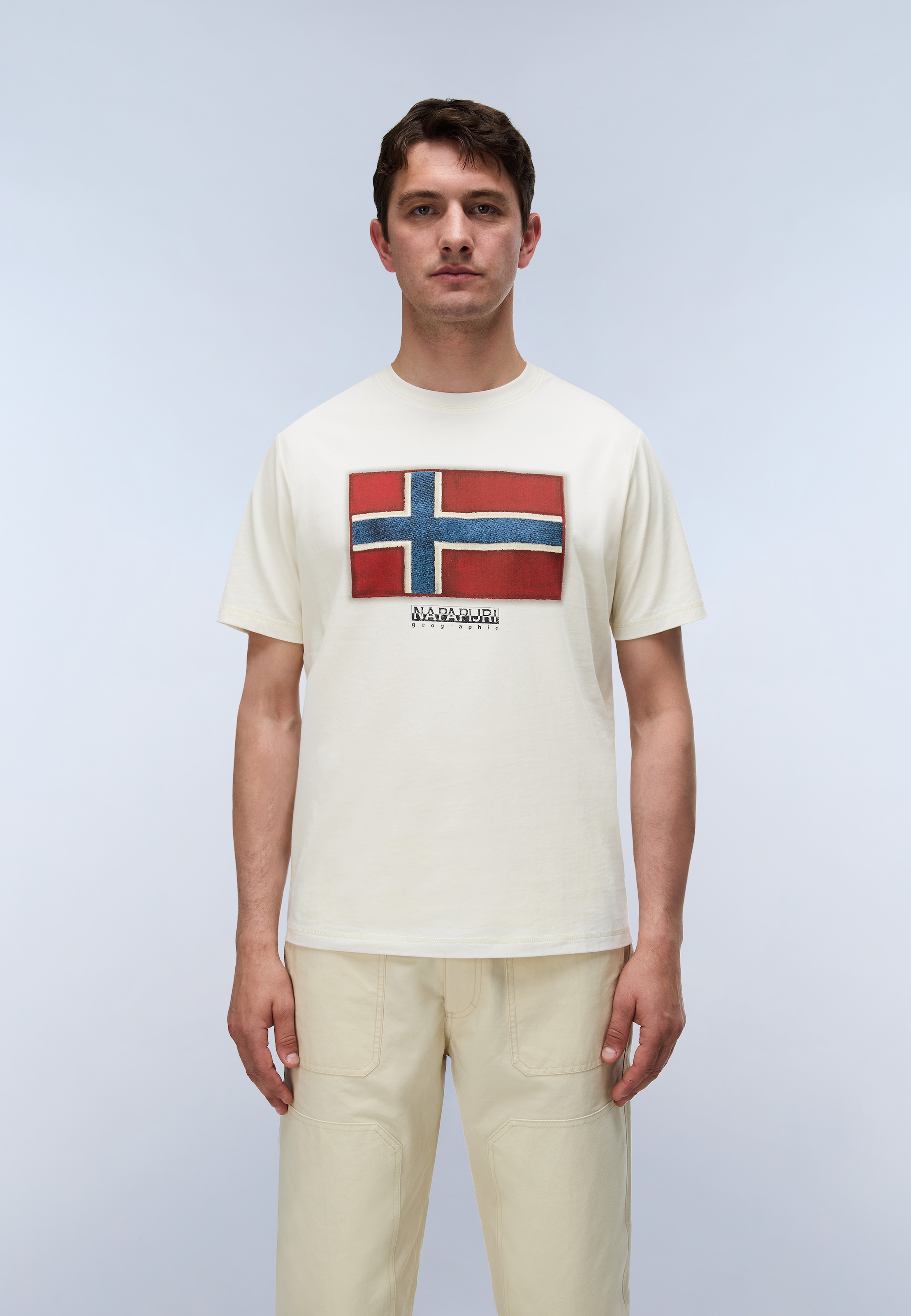 Napapijri T-shirt »S-FLAG TIKI SS BLACK BEAUTY« avec encolure ronde, en coton, coupe T-shirt, longueur normale
