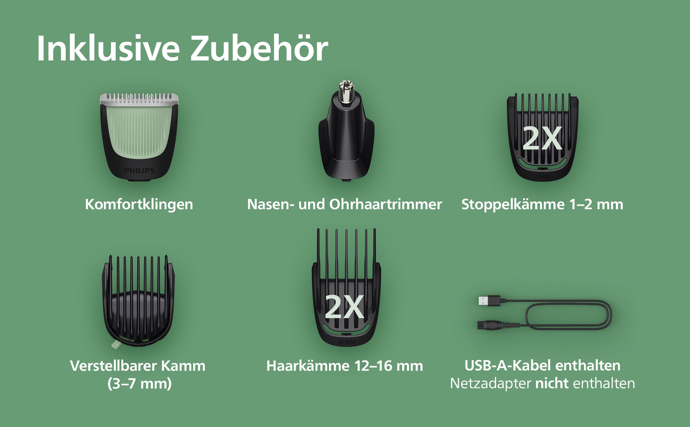 Philips Multifunktionstrimmer »Series 3000 MG3945/15« 9 Aufsätze 9-in-1-Trimmer für Gesicht, Körper und Kopfhaare