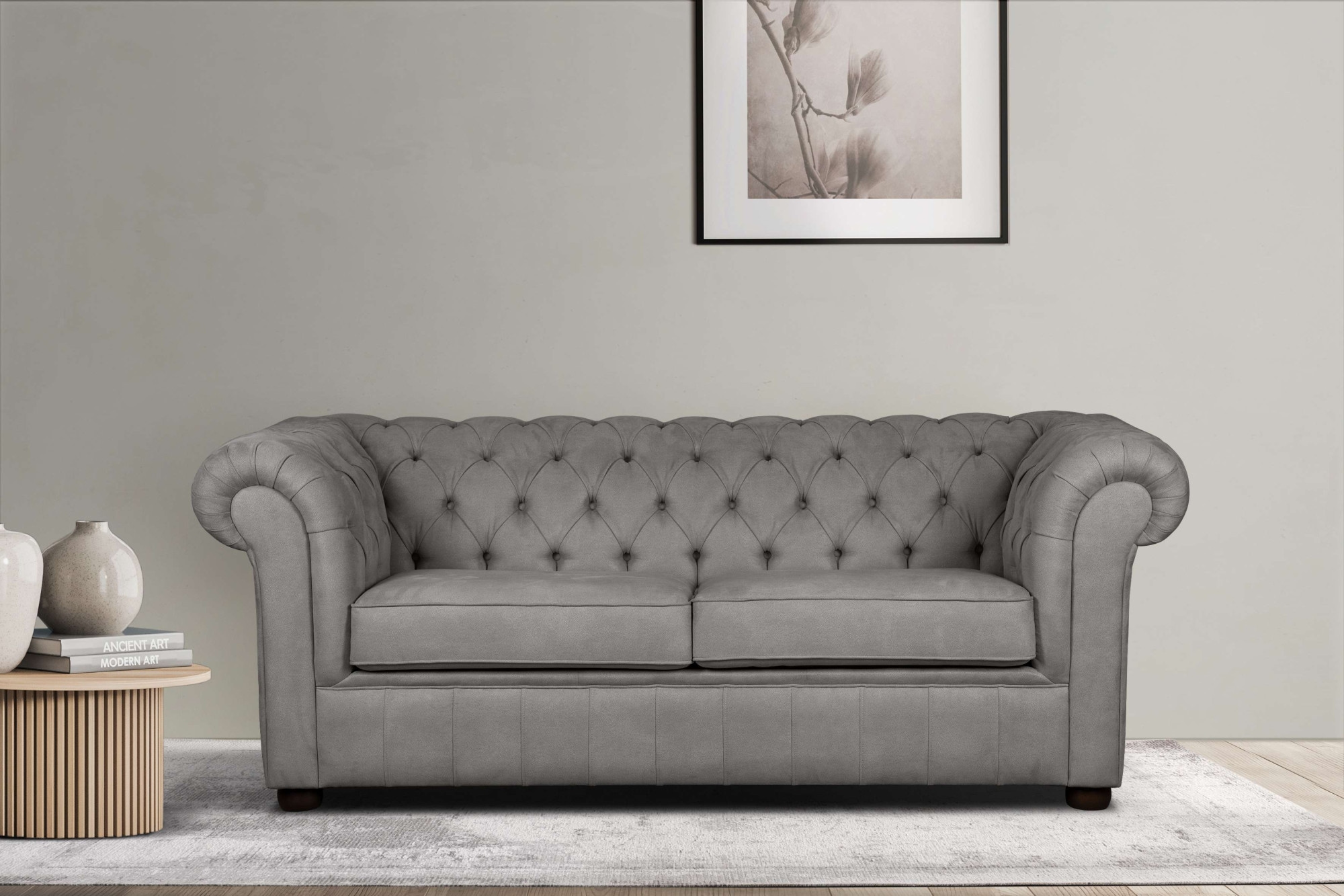 Home affaire 3-places »CHARENTE, optionale Schlafsofa, Chesterfield-Sofa, Bettfunktion« mit edler Knopfheftung und typischen Armlehnen, B/T/H 198/89/74 cm