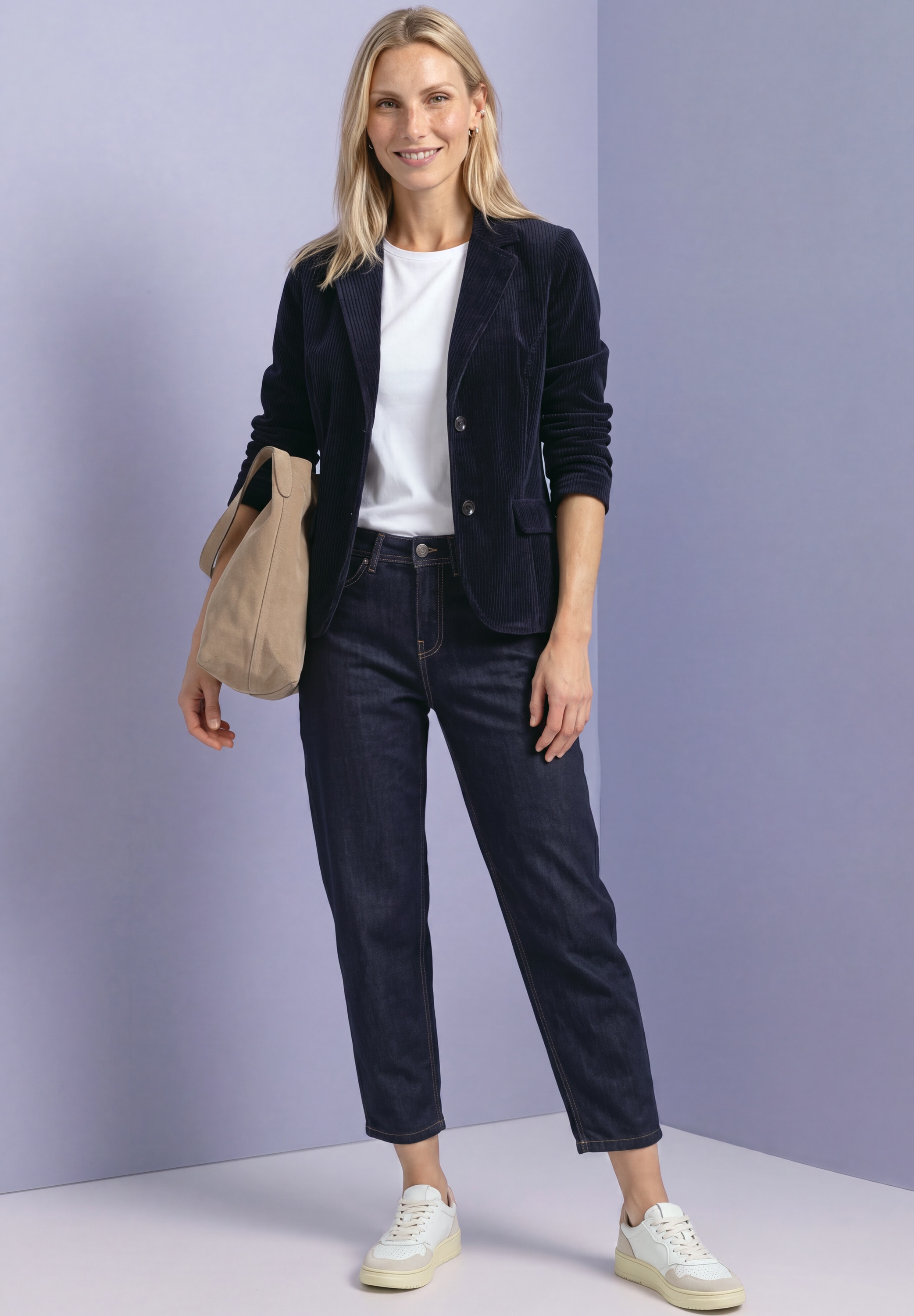 STREET ONE Veste blazer velours côtelé avec col à revers et boutons