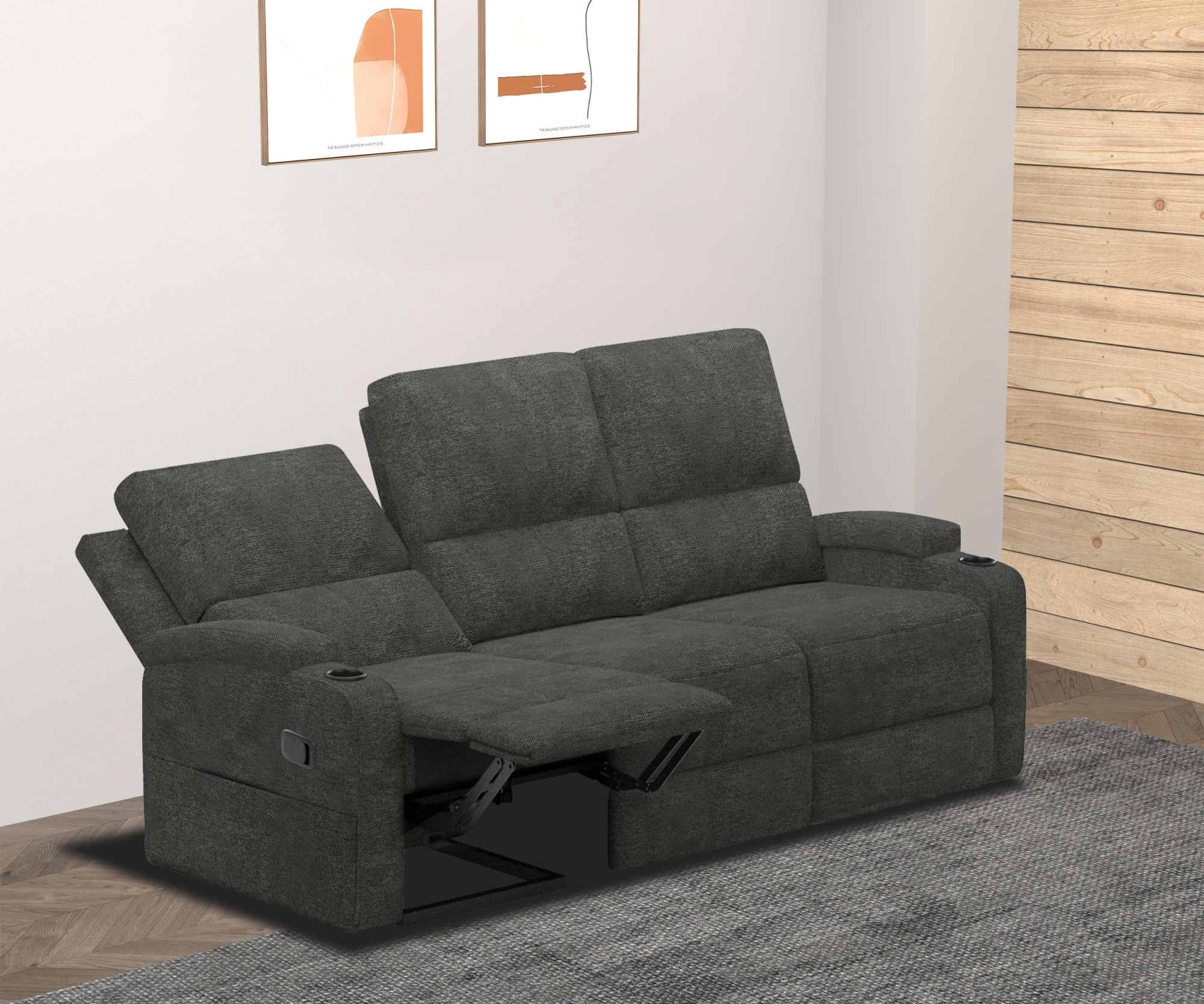 GOODproduct 3-places »NAPORI Struktur, Multimediasofa, Kinosessel XXL« canapé cinéma avec 2 x fonction relaxation et porte-boissons
