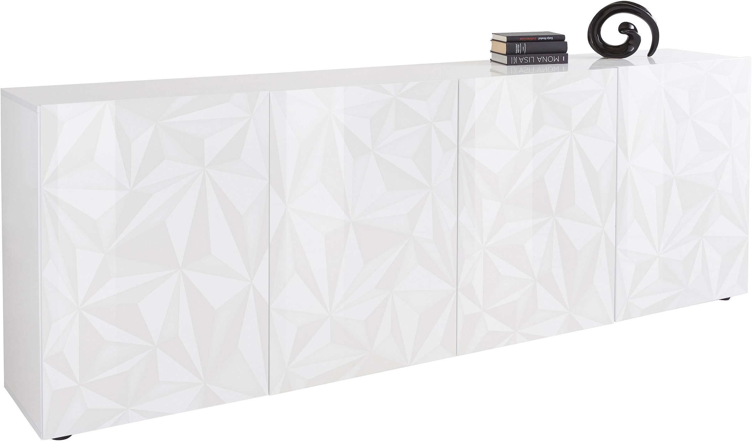 Home affaire Buffet »Prisma Breite 241, Kommode 4 Türen, Anrichte« face avant avec sérigraphie élégante, sans poignées, beaucoup de rangement
