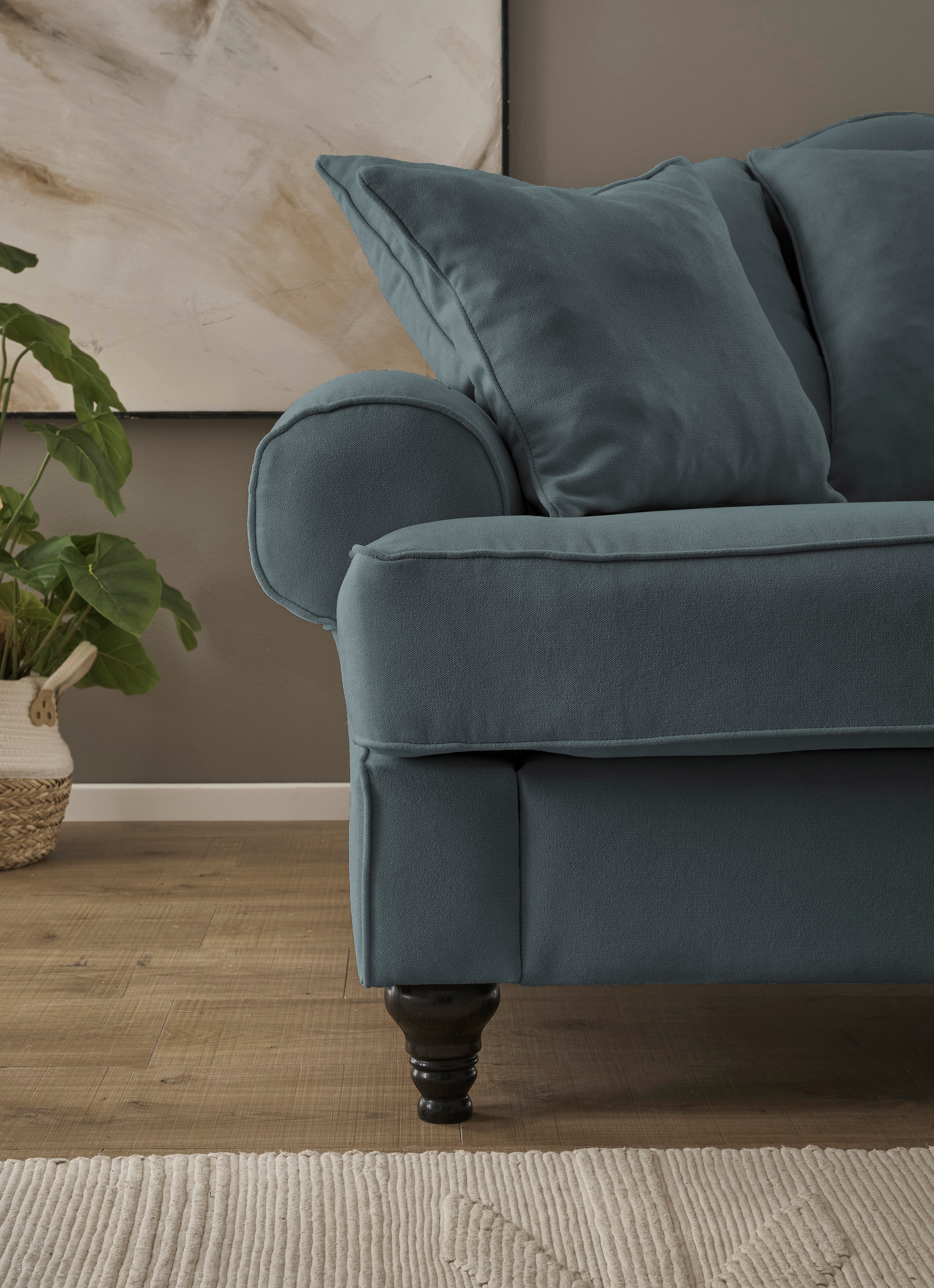 GOODproduct 2-places »Westminster, Sofa im Landhausstil, Couch mit Zierkissen« rembourrage à ressorts, pied tourné, revêtement microfibre de haute qualité