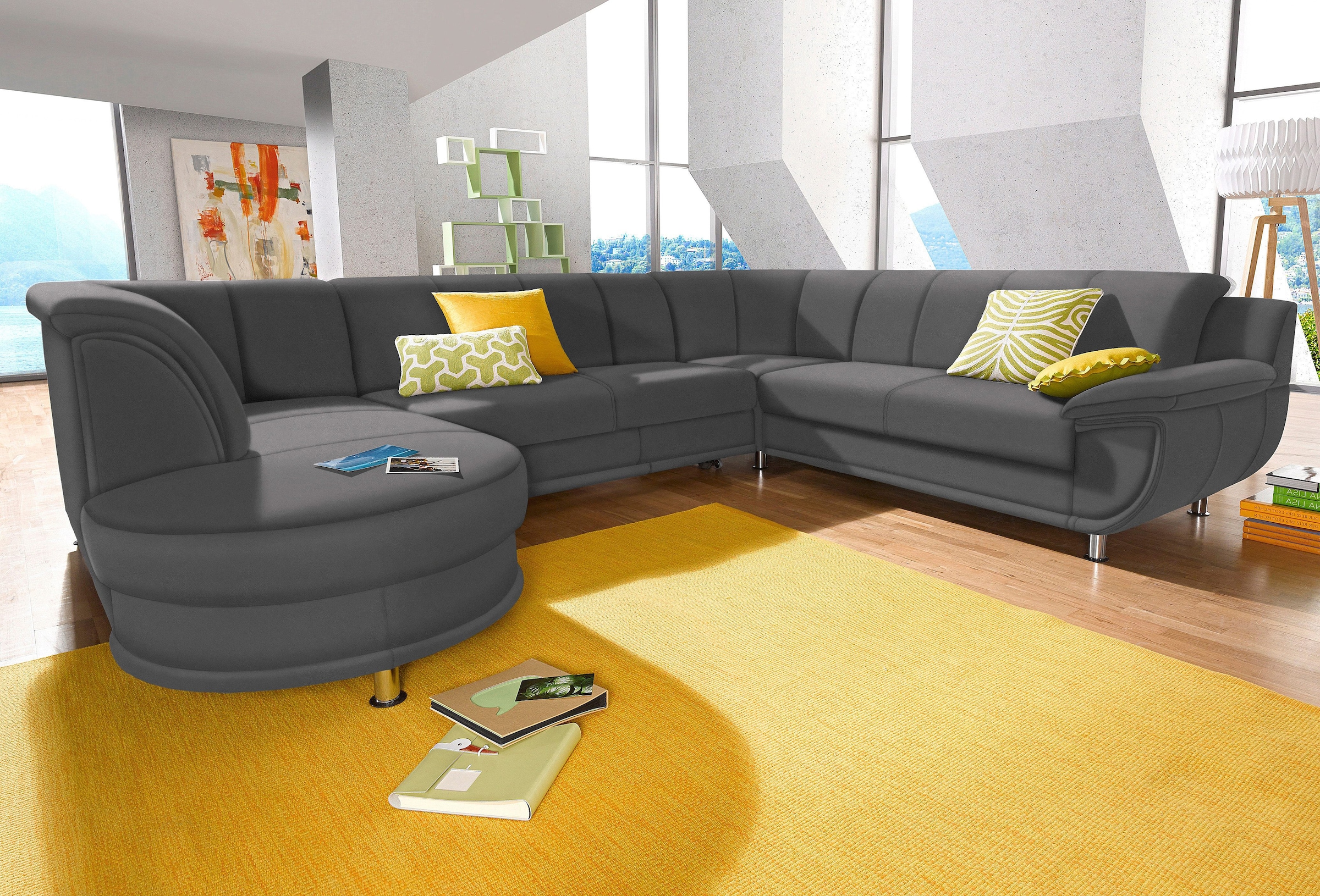 TRENDMANUFAKTUR Paysage de salon »Rondo, wahlweine mit Federkern, Breite 320cm, U-Form« avec rembourrage en mousse, sans fonction lit