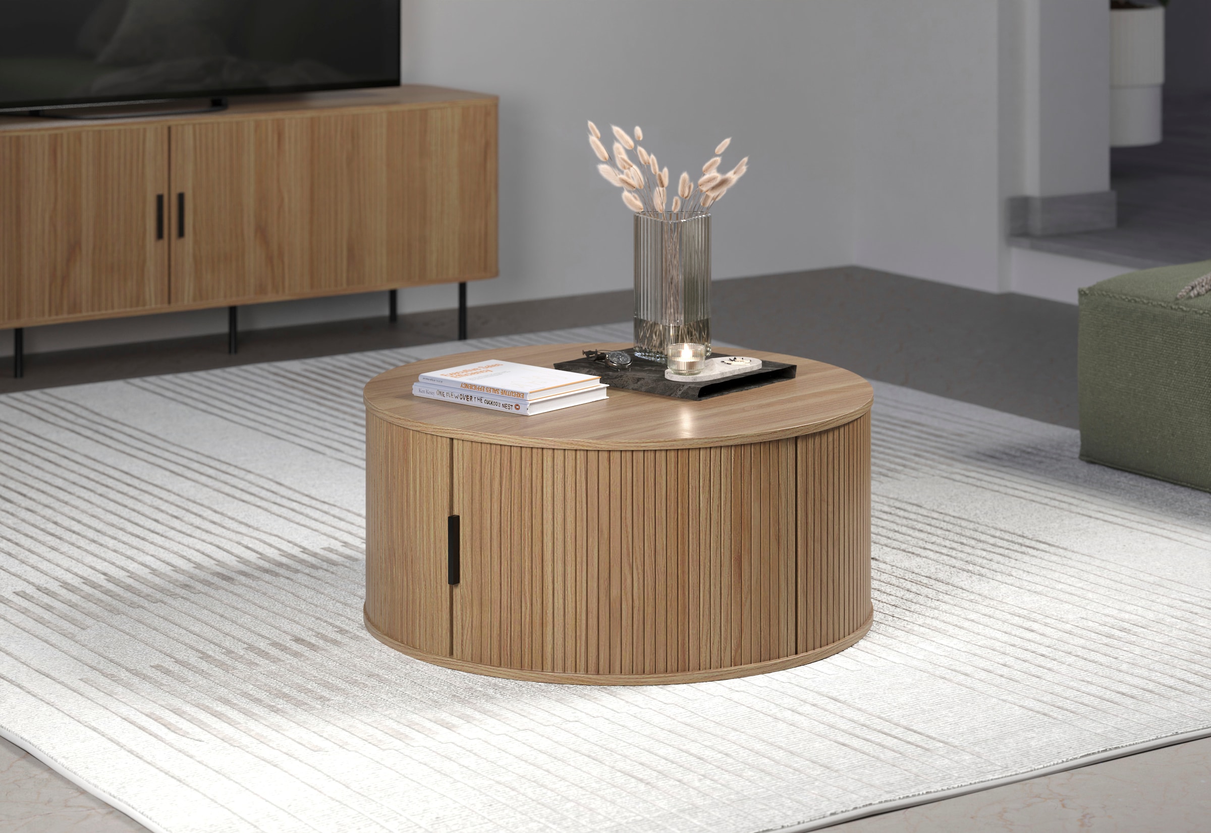Home affaire Couchtisch »Ronda« 1 Stk. tlg. Runder Sofatisch mit Stauraum - Masse (B/T/H) 80/80/36 cm