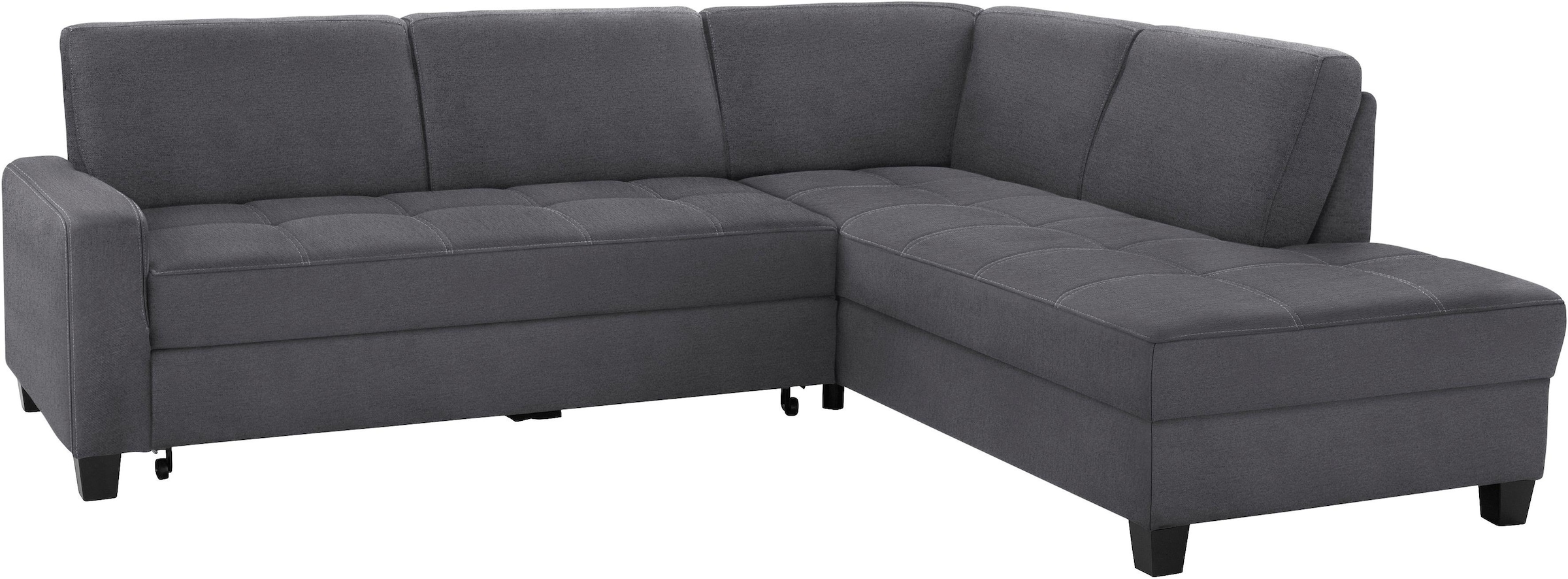 DOMO collection Ecksofa »Florentina zeitlos und elegant, Sitznähte als Designelement, L-Form« wahlweise mit Bettfunktion, mit Kontrastnaht, Komfortsitzhöhe 47cm