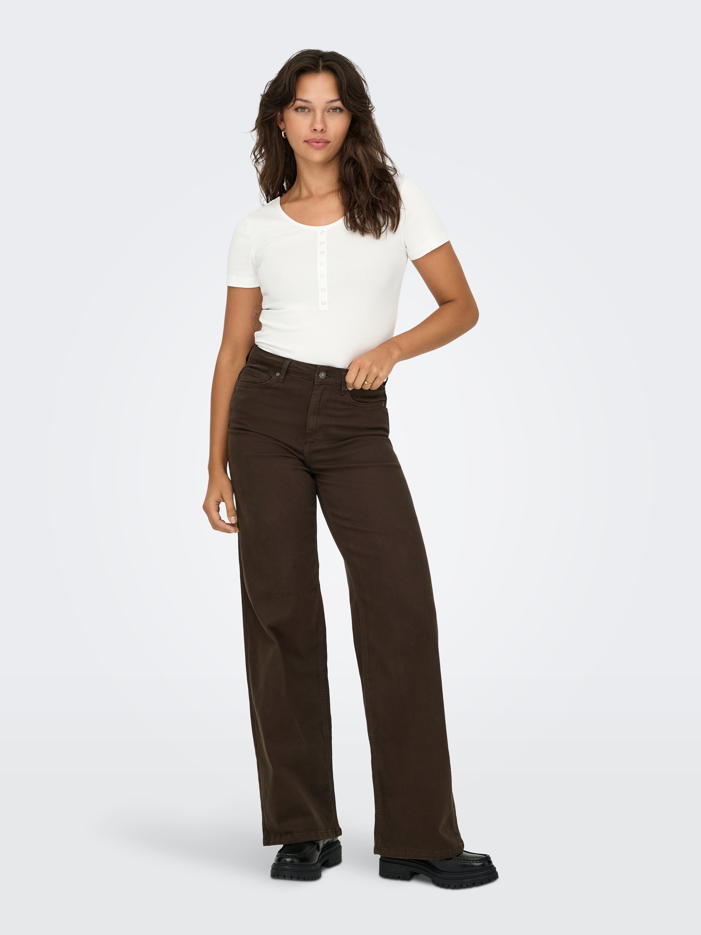 ONLY High-waist-Jeans »ONLMADISON BLUSH HW WIDE COLOR DNM NOOS« Baumwollmischung, wide fit