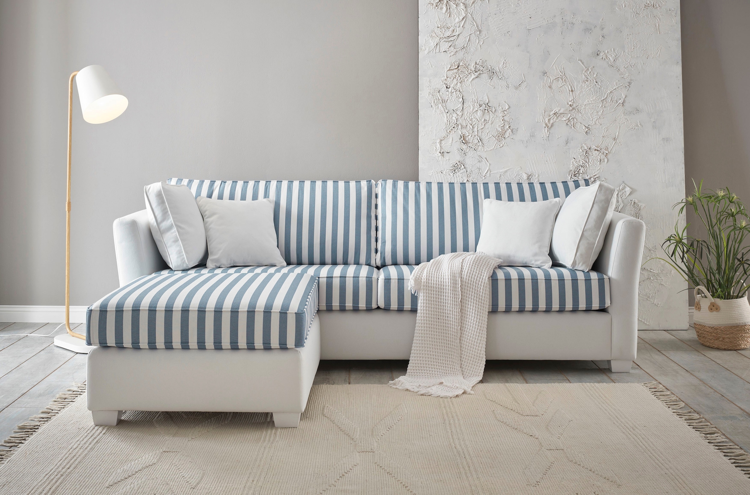 Home affaire Coin rembourré »CALIFORNIA« maritimer Landhausstil, Ecksofa, Hocker links / rechts montierbar