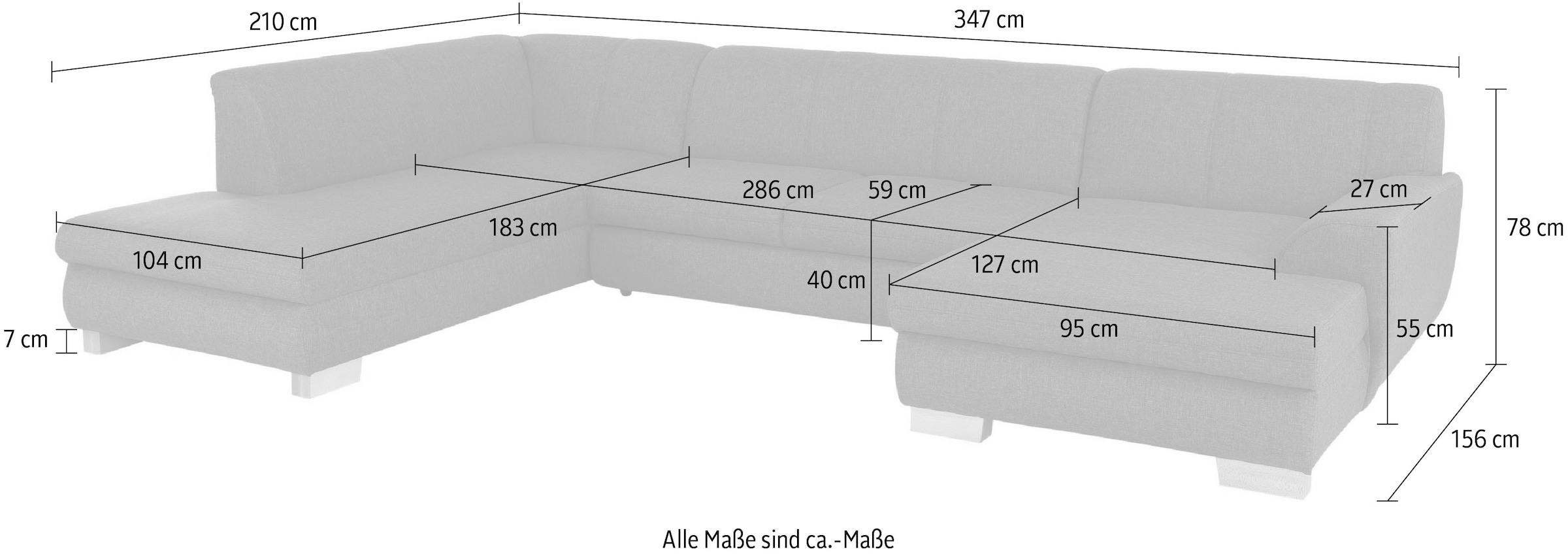 Home affaire Paysage de salon »Nika zeitlos und elegant, viel Platz, U-Form« Wohnlandschaft, MELROSE®/Struktur oder Struktur fein