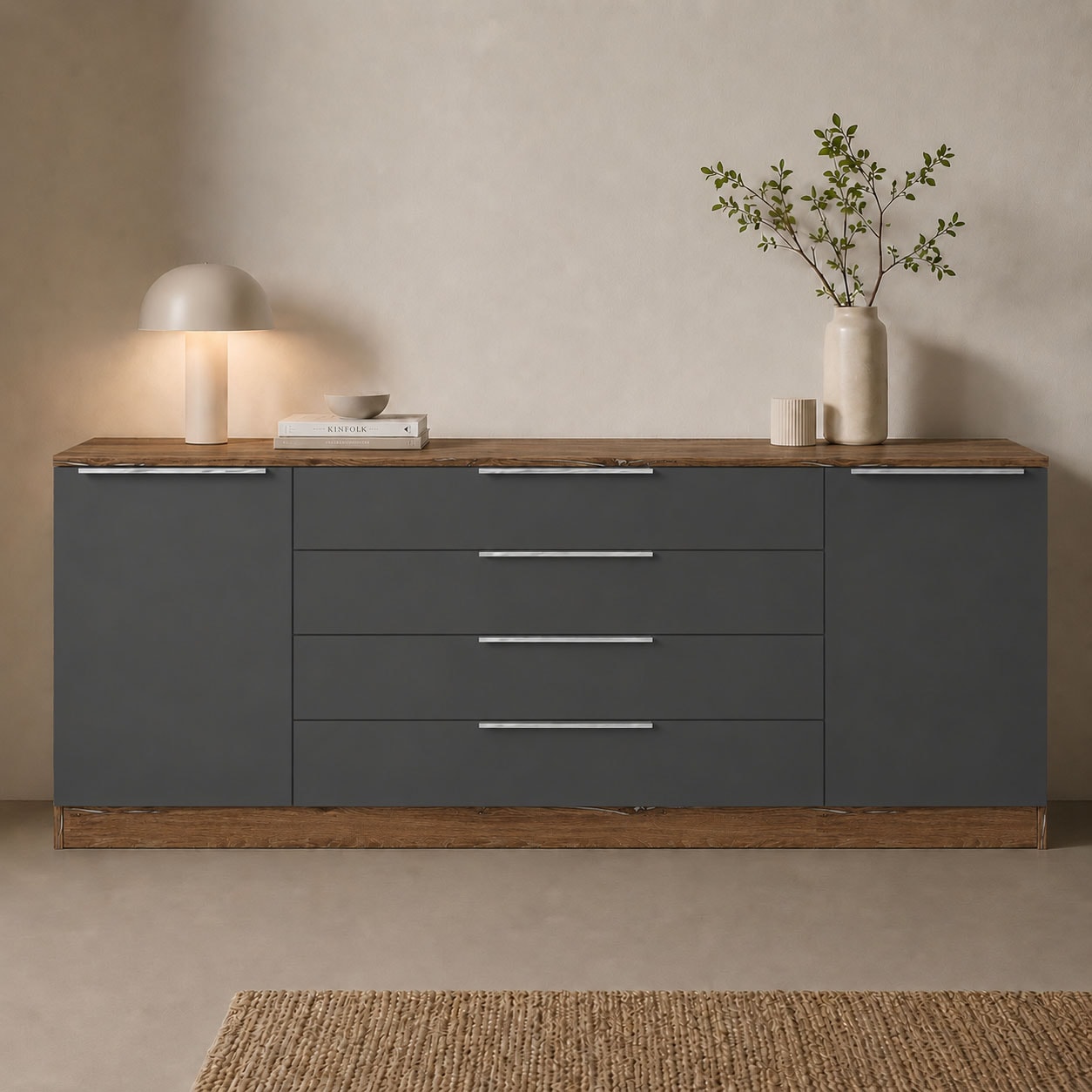 borchardt Möbel Commode »Oliva, Kommode mit Metallgriffen« largeur 200 cm, avec 4 tiroirs