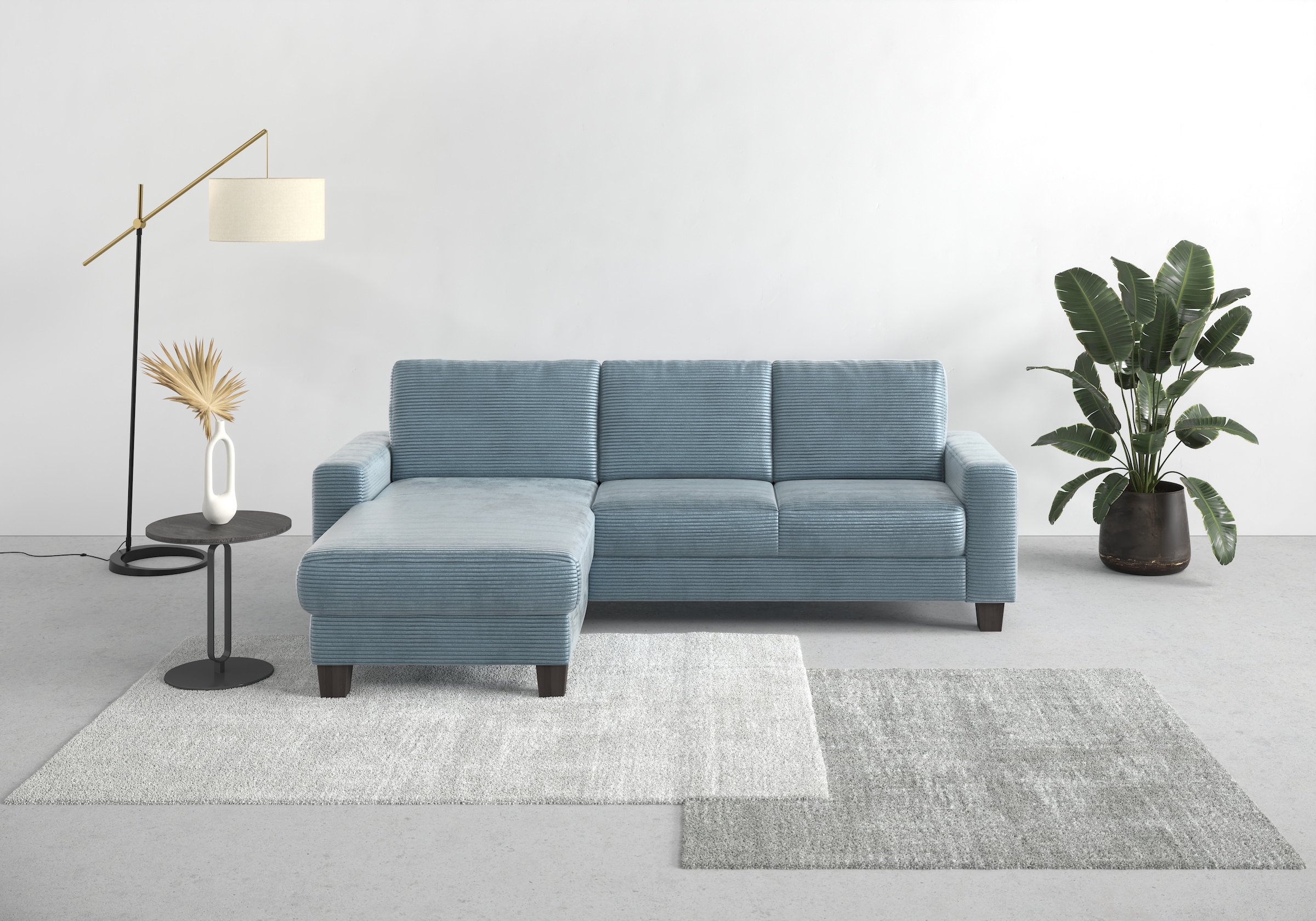 Home affaire Ecksofa »Summer L-Form« mit Recamiere, mit oder ohne Bettfunktion und Bettkasten, Cord-Bezug,