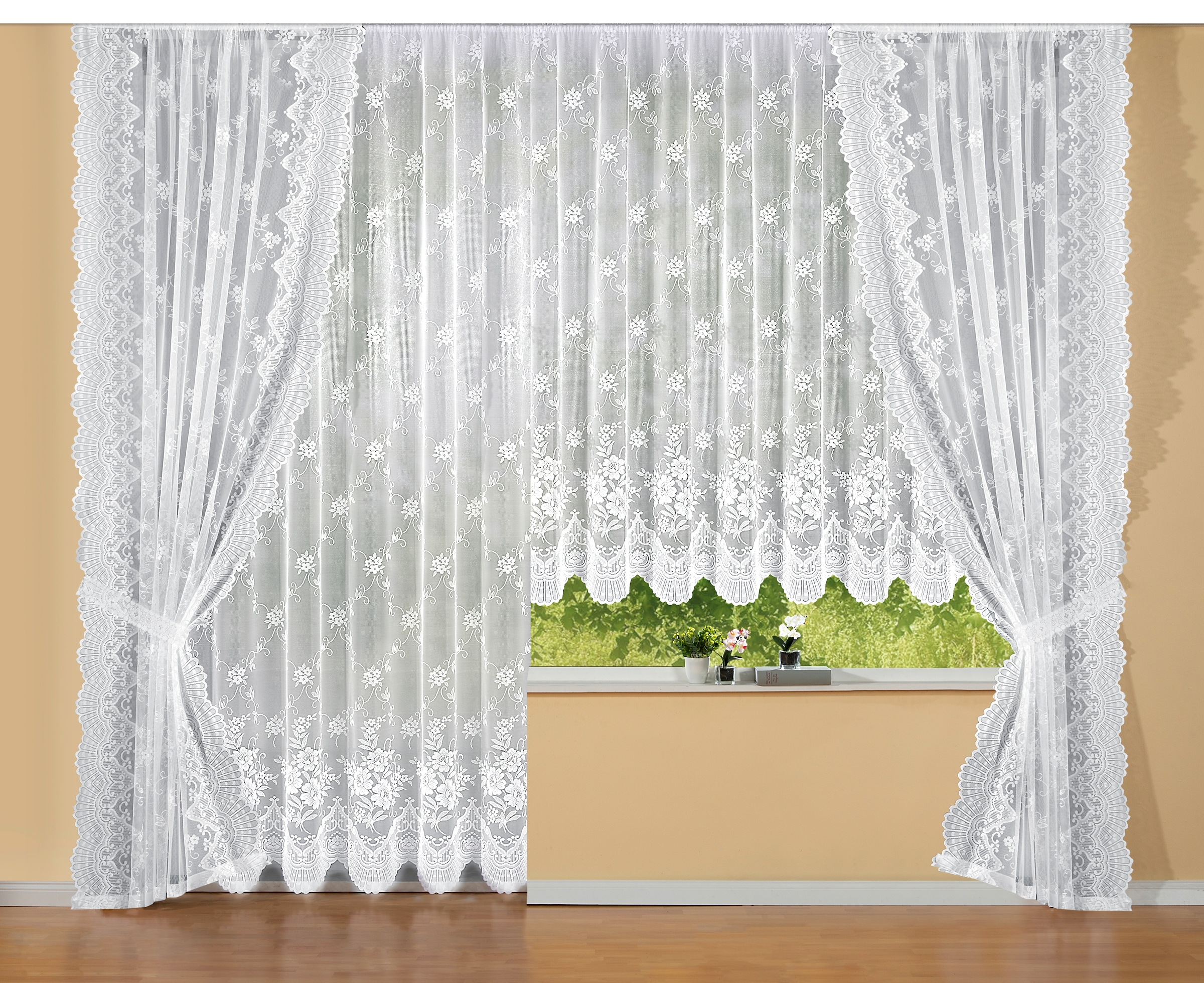 Weckbrodt Vorhang »Siena« Kräuselband 2 Stk. tlg. Jacquard, halbtransparent, Bordüre, mit Raffhalter, Gardine, Store