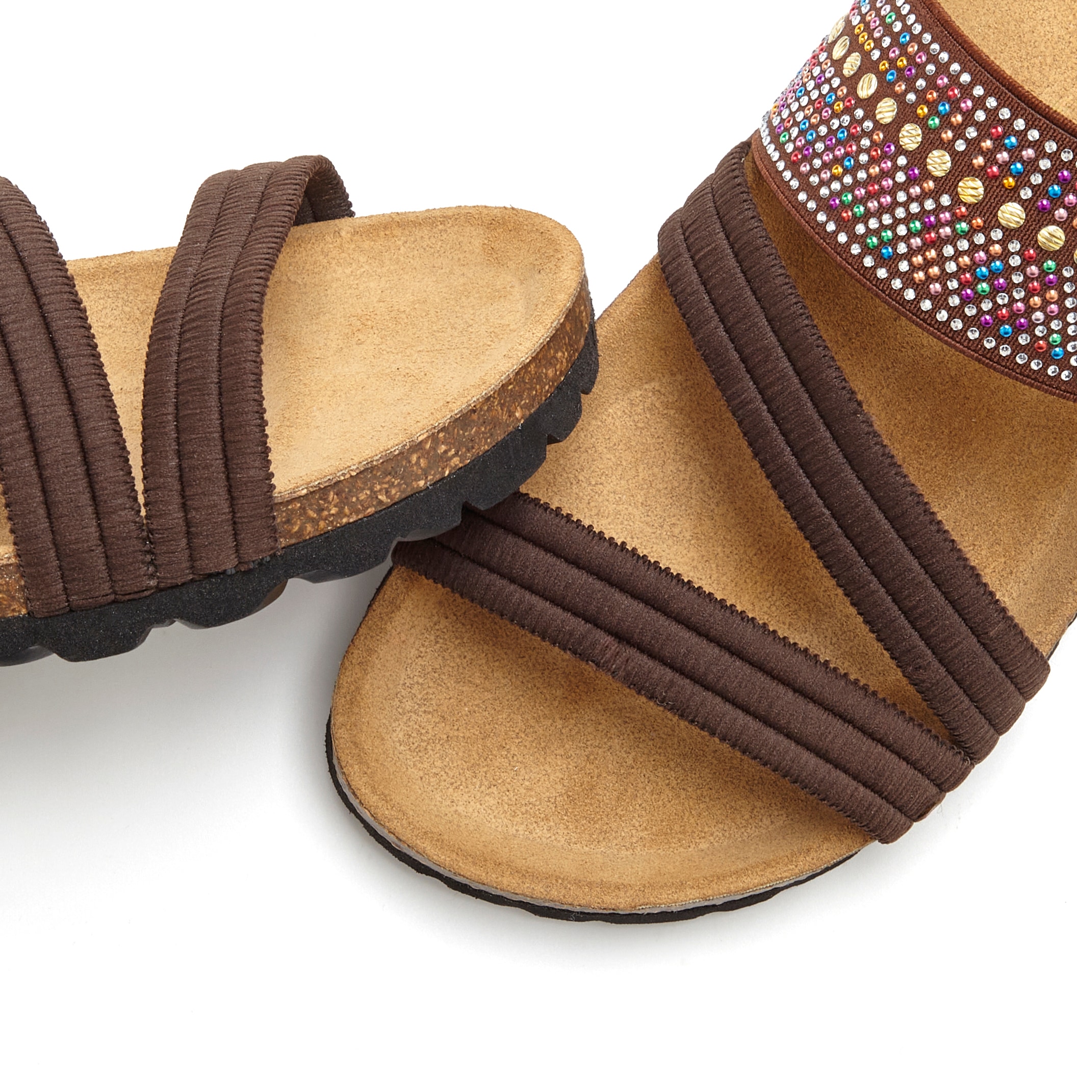 LASCANA Pantolette »Mule, Sandale, offener Schuh, Sommerschuh,«  mit Komfortkorkfussbett aus Leder und elastischen Riemen