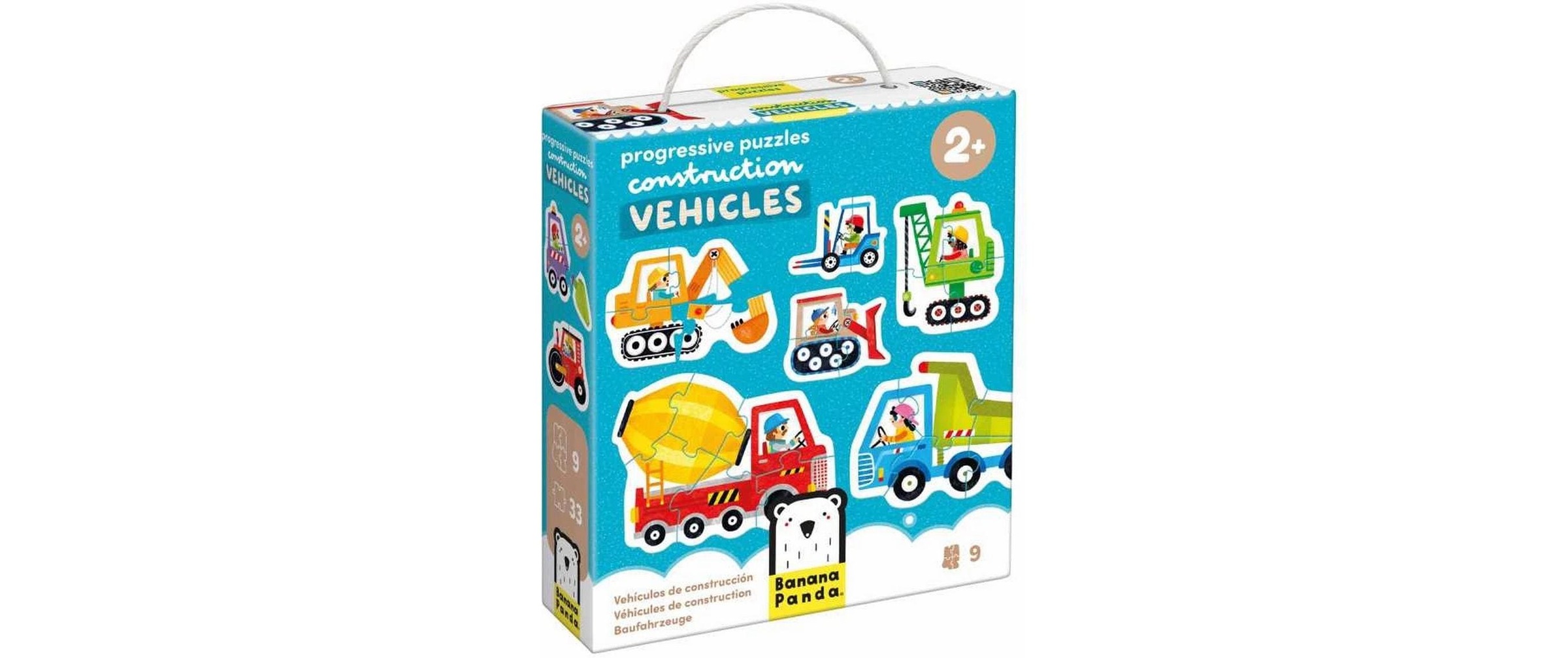   Puzzle »Banana Panda Progressive Baustellenfahrzeuge Pappe 9 Teile« Englisch, Multilingual