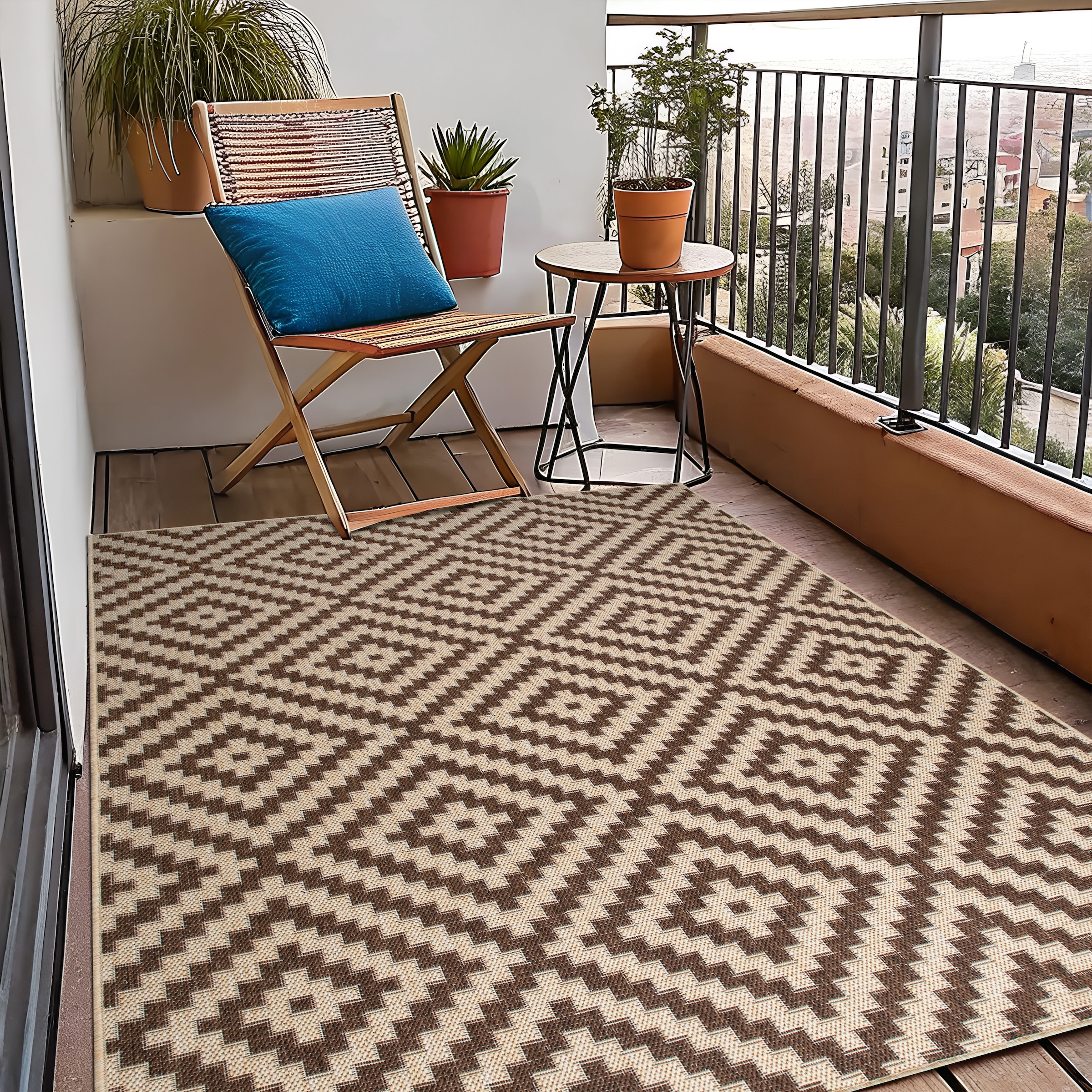 my home Teppich »Cordoba auch als Läufer erhältlich« rechteckig 3 mm Höhe In- und Outdoor geeignet, Sisal-Optik, Wetterfest & UV-beständig, Boho