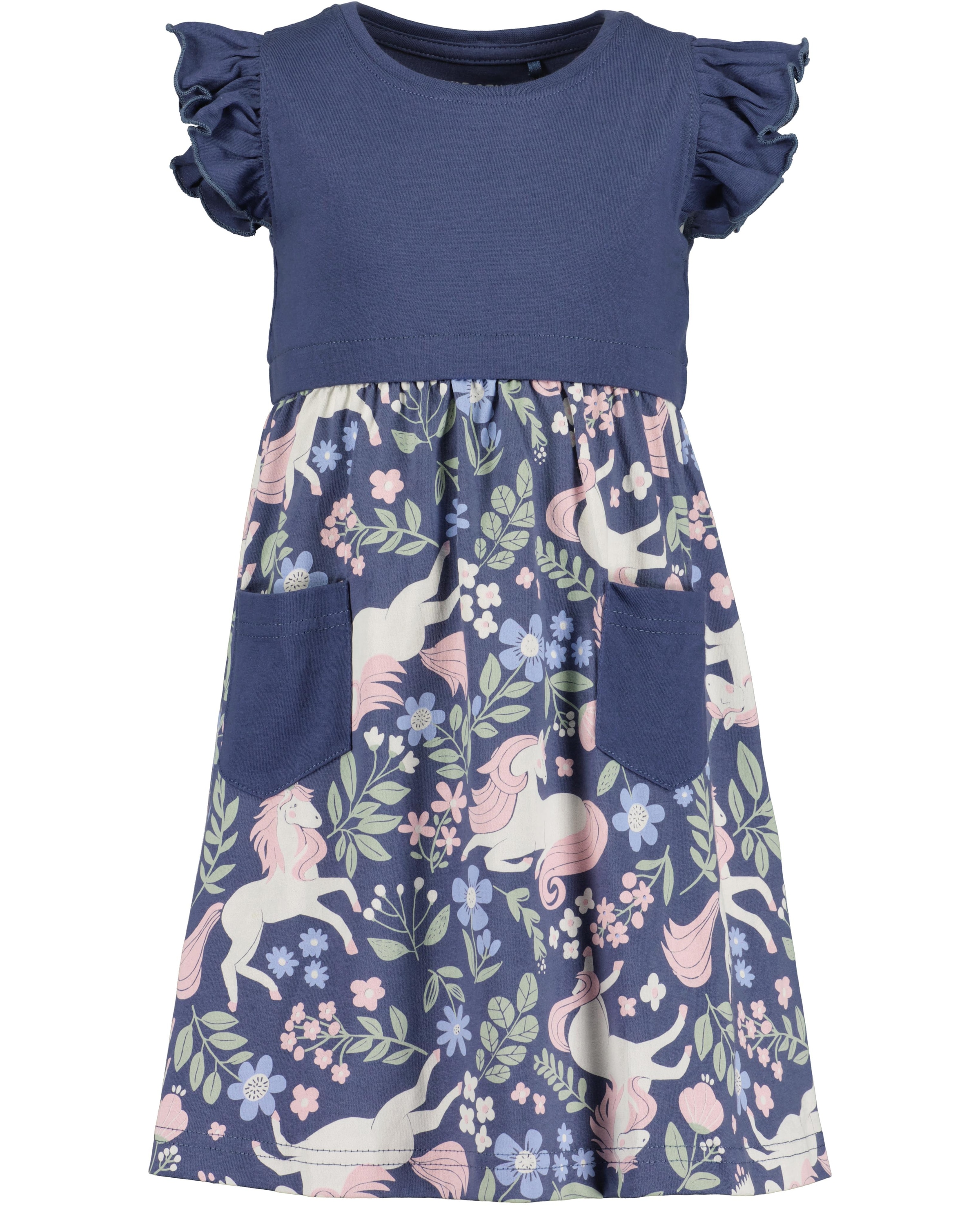 Blue Seven Robe en jersey Packung, 2 pièces tlg. 1x uni und 1x mit Alloverprint und aufgesetzten Taschen