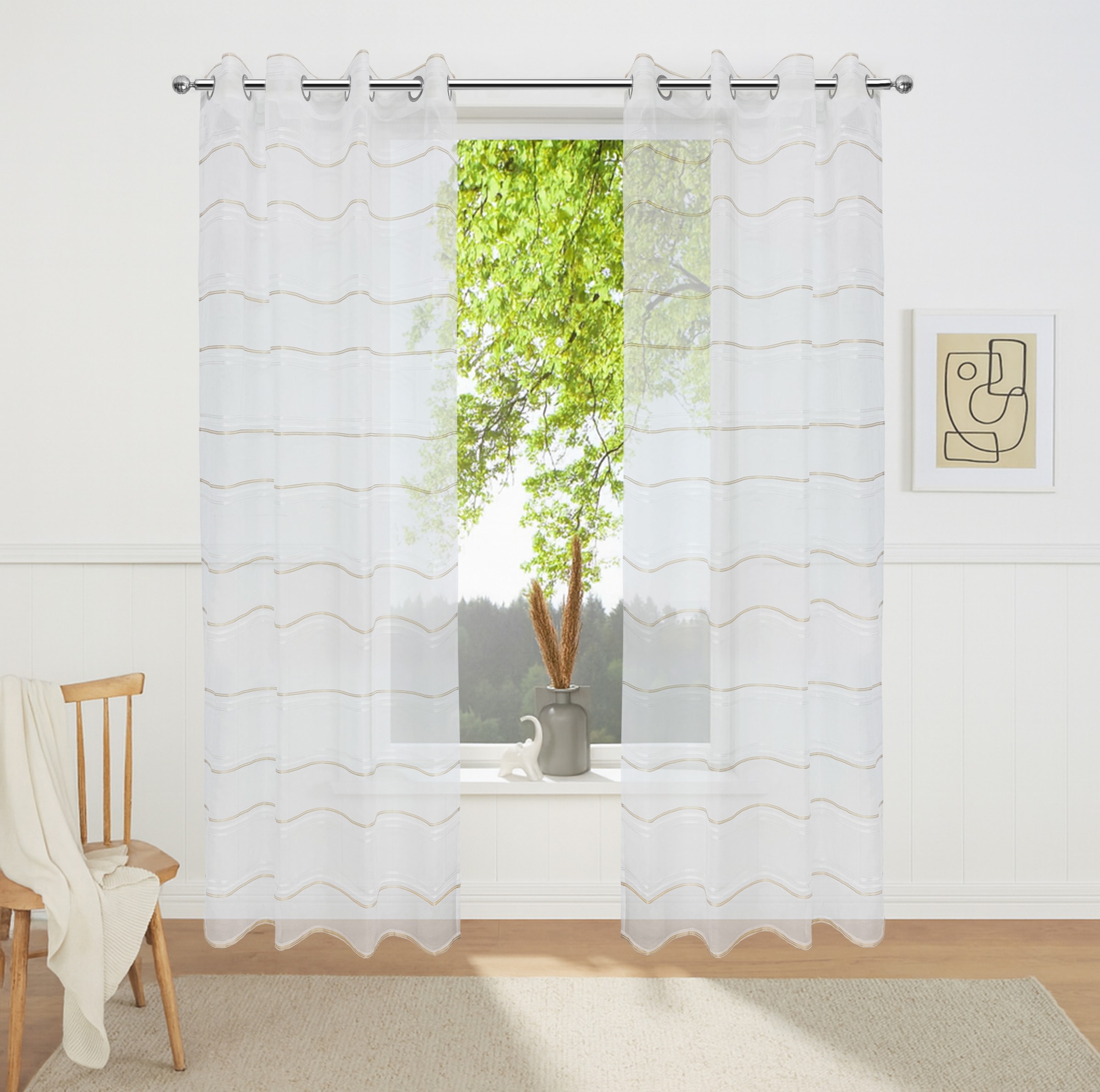 GOODproduct Gardine »Sirii« Ösen 1 Stk. tlg. Halbtransparent, angenehme Haptik, mit Streifen, modern