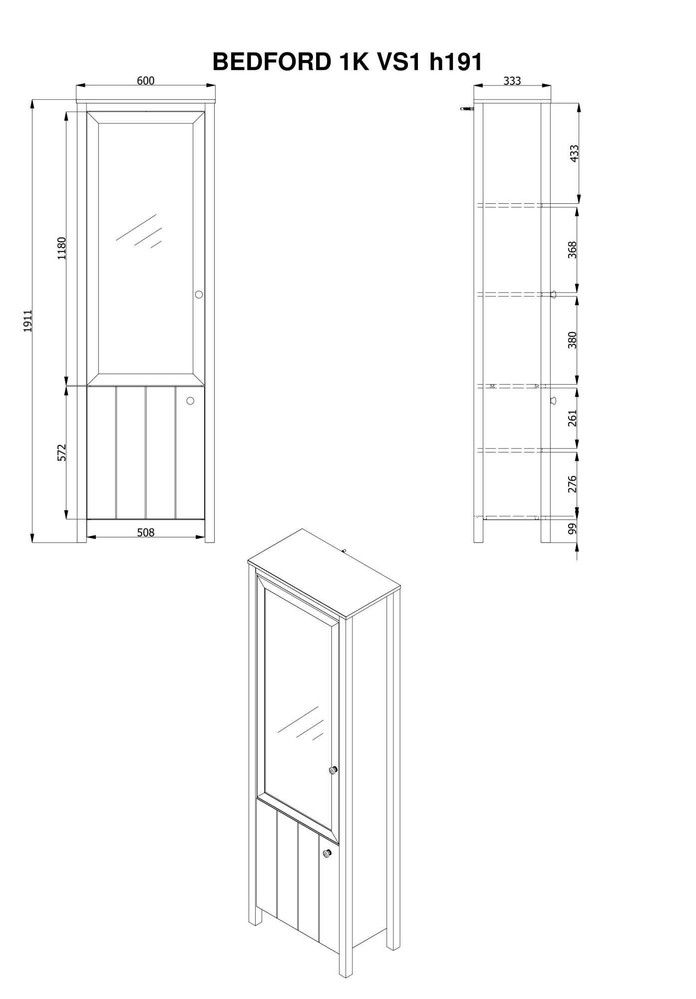 Home affaire Vitrines »BEDFORD Vitrinenschrank, Glasschrank, Standvitrine, Highboard« Profil MDF 2D revêtu, estampage à chaud, chants ABS 1 mm, 4 tablettes