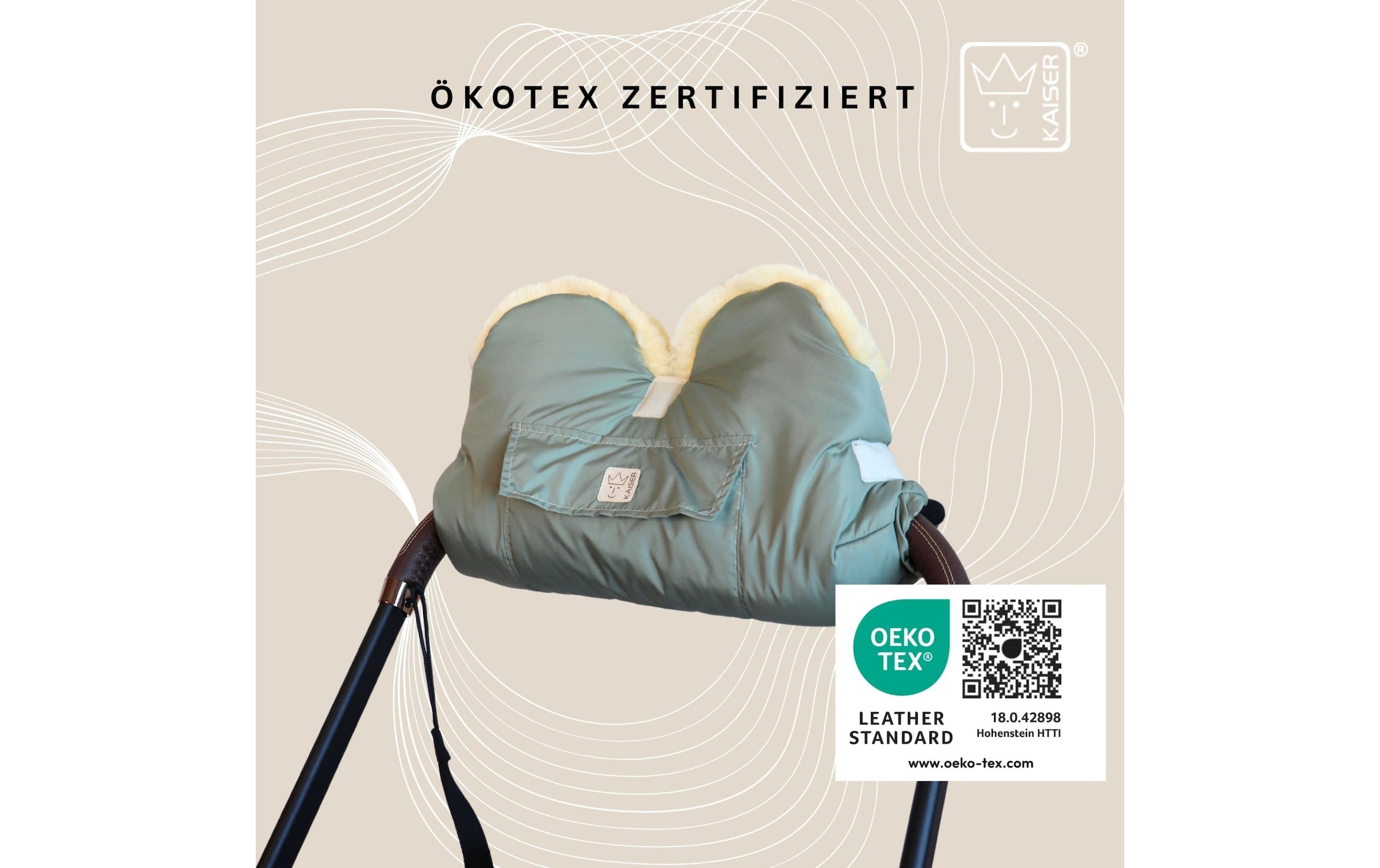 Kaiser Chauffe-mains pour poussette »Lammfell Big Salbei« Handwärmer für den Kinderwagen