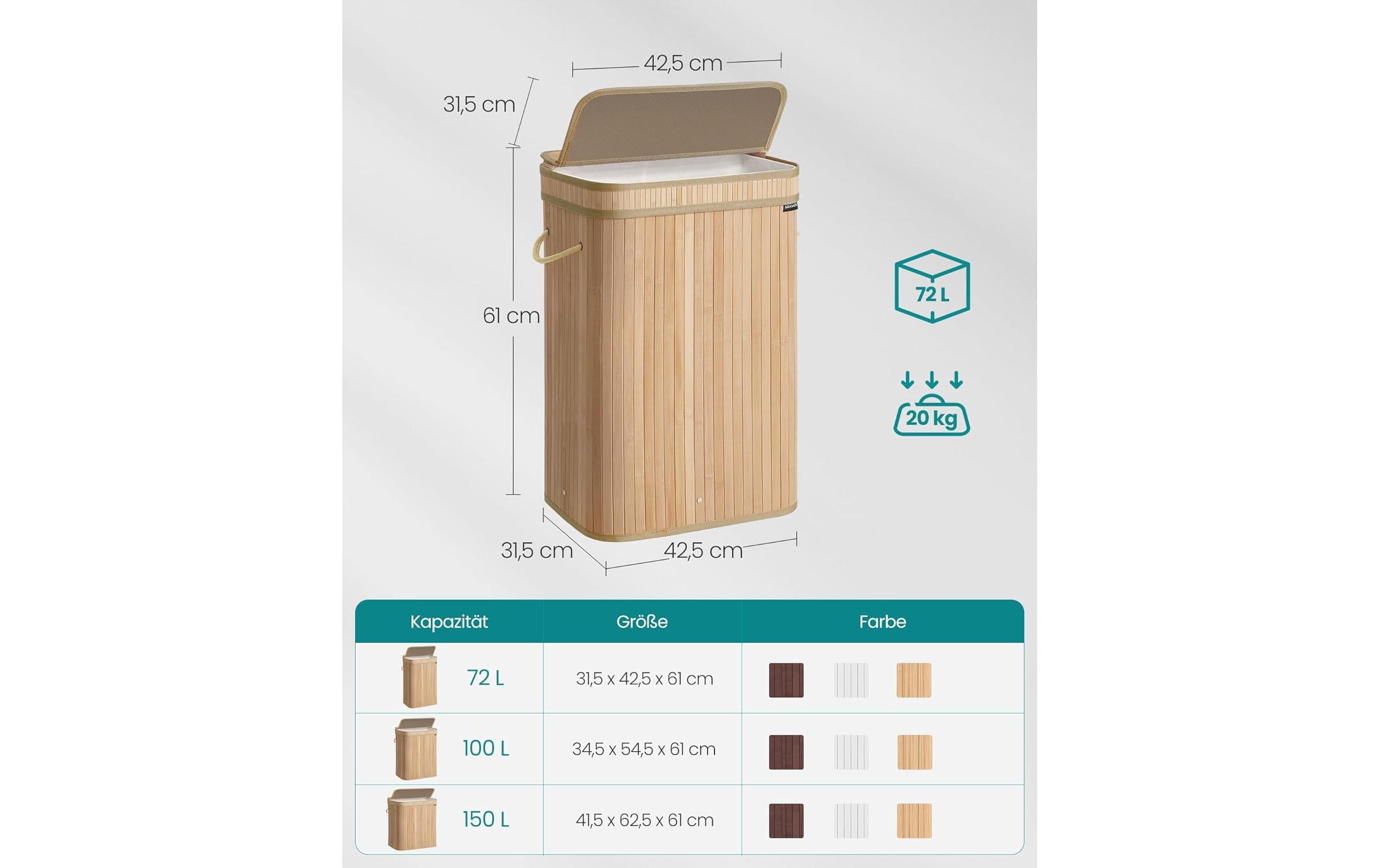 SONGMICS Panier à linge »Bambus 72 l«