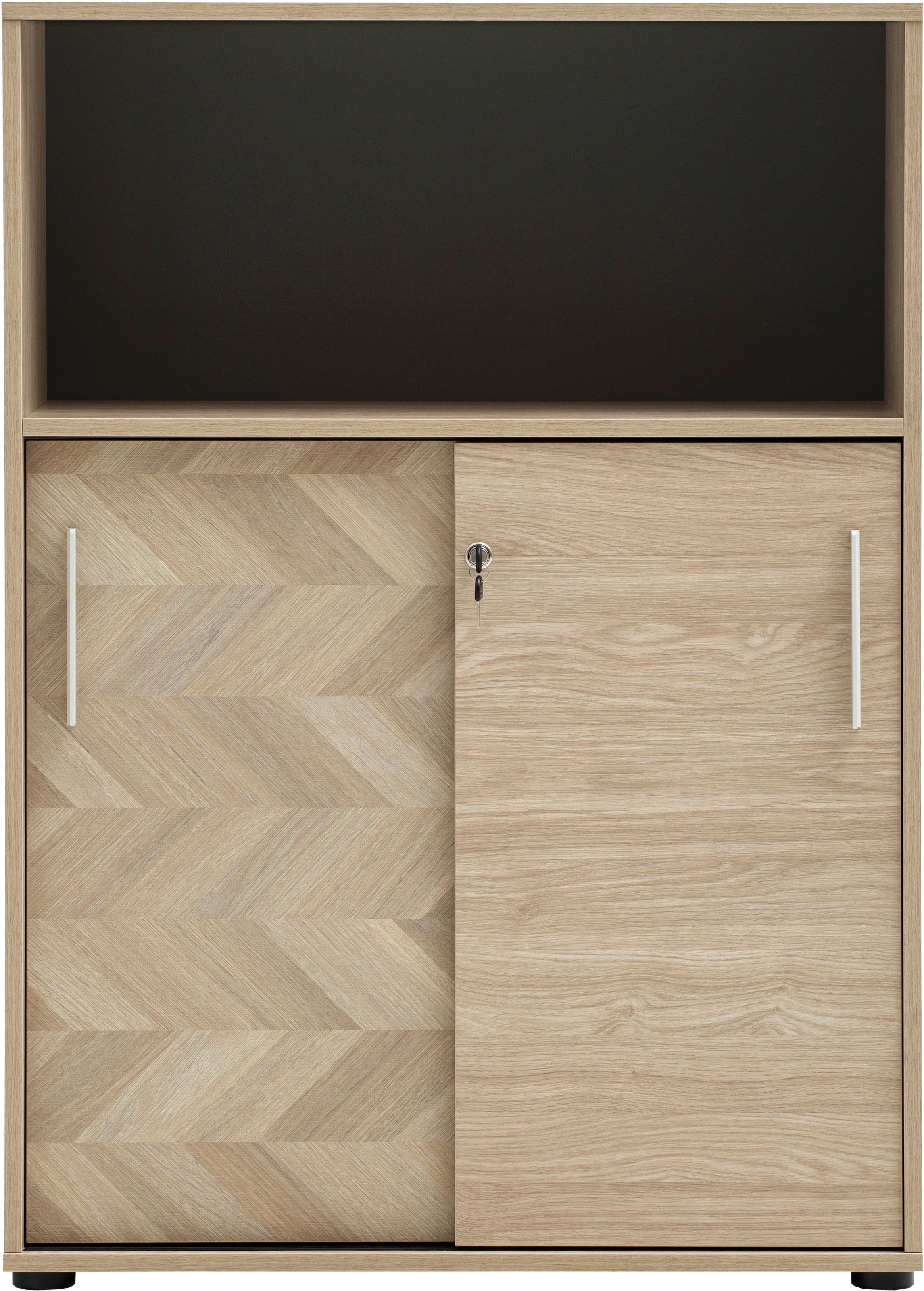 Schildmeyer Schiebetürenschrank »AREZZO, Aktenschrank abschliessbar, Höe 150 cm, MADE IN GERMANY« 1 Stk. tlg. Linke Tür in Fischgräten Dekor, MADE IN GERMANY
