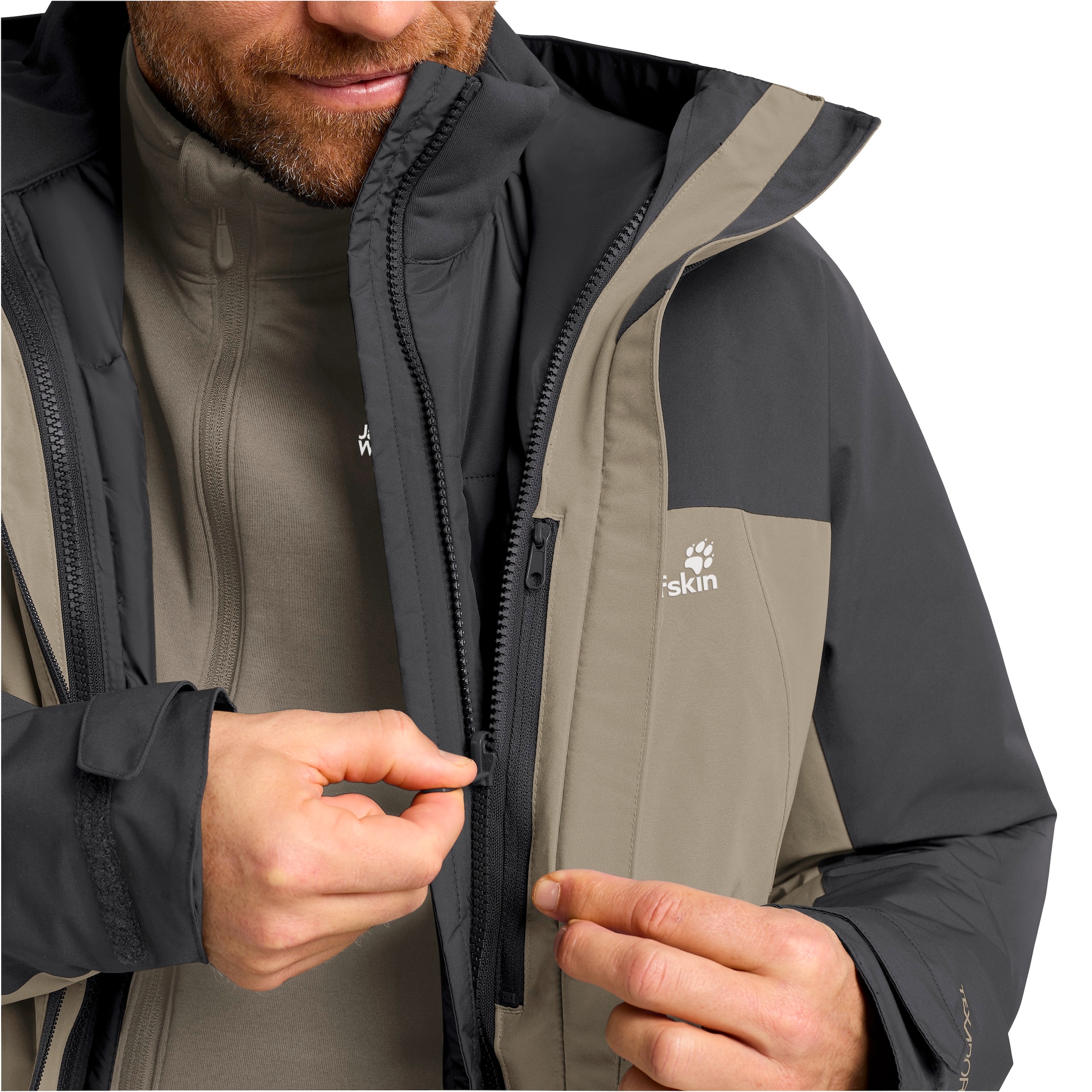 Jack Wolfskin Veste fonctionnelle 3 en 1 mit Kapuze 3in1, wasserdicht, Übergangsjacke