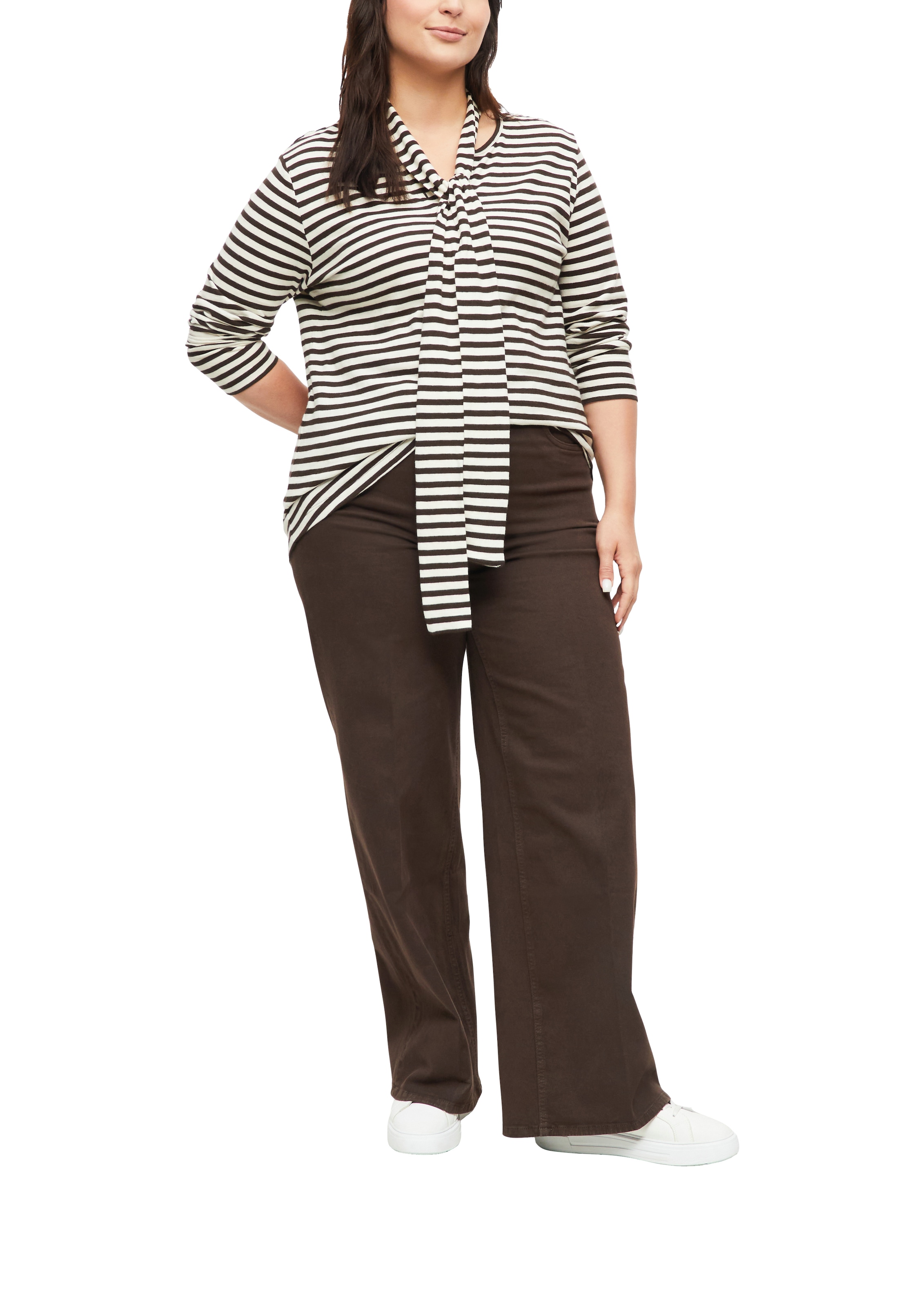 s.Oliver CURVE Longshirt Langarm / Streifen-Muster / Grosse Grössen