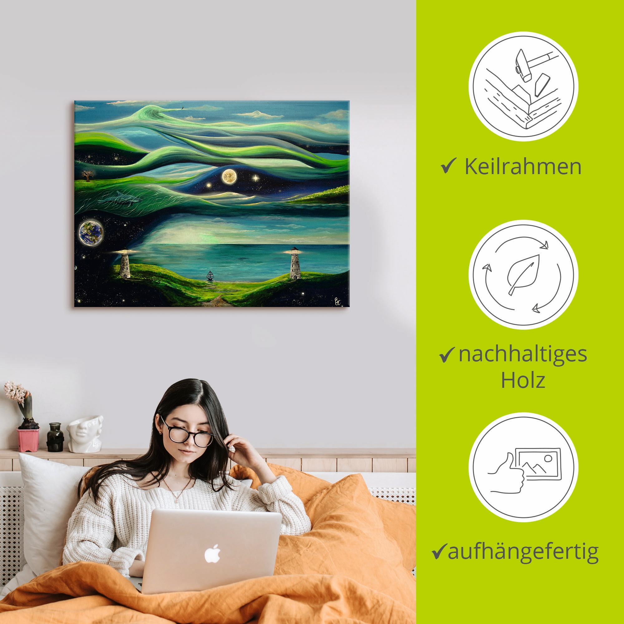 Artland Tableau sur toile »Verschiedene Leben« 1 cuis tlg. auf Holzrahmen gespannt