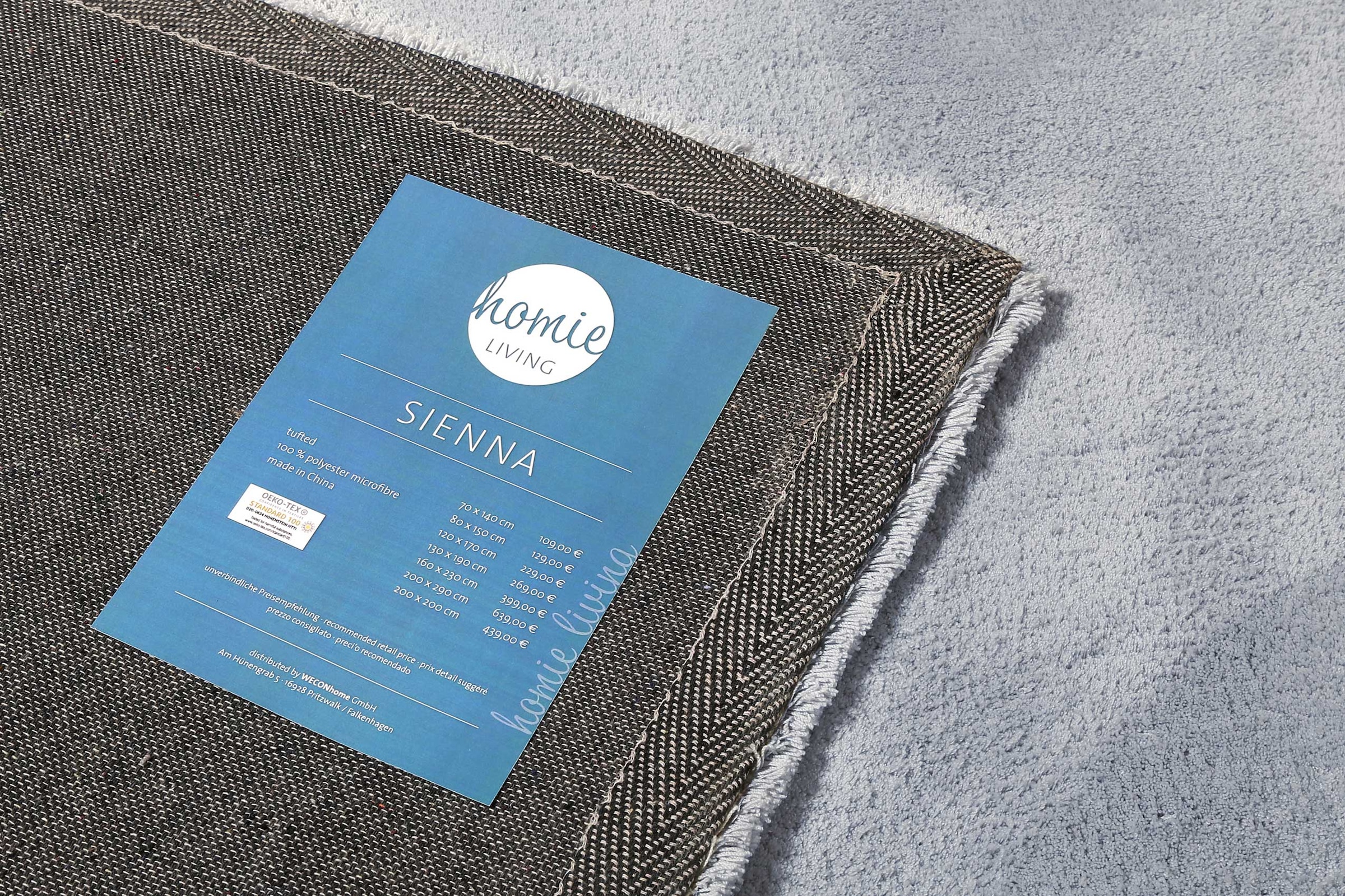 Homie Living Teppich »Sienna« quadratisch 20 mm Höhe Hochflor, Microfaser, uni, weich & kuschelig, Wohnzimmer, Schlafzimmer