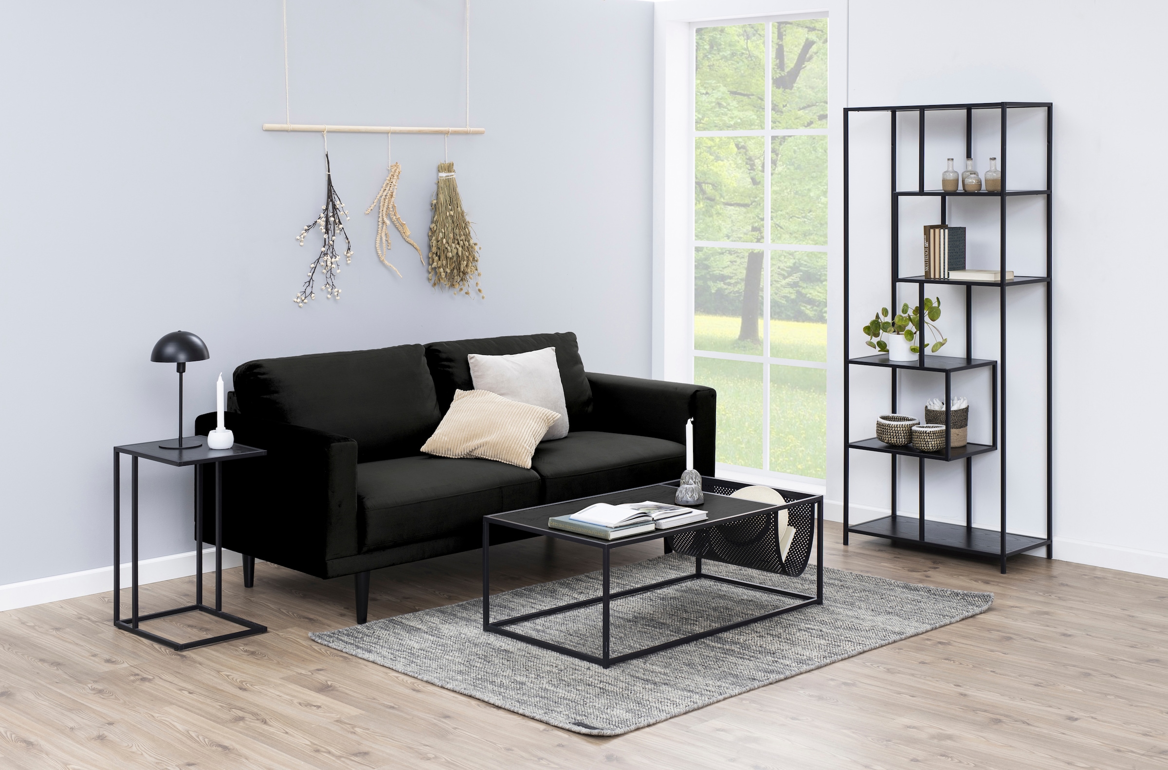 ACTONA GROUP Beistelltisch mit schmalen Metallgestell im modernen Industrie-Look, Höhe 63 cm