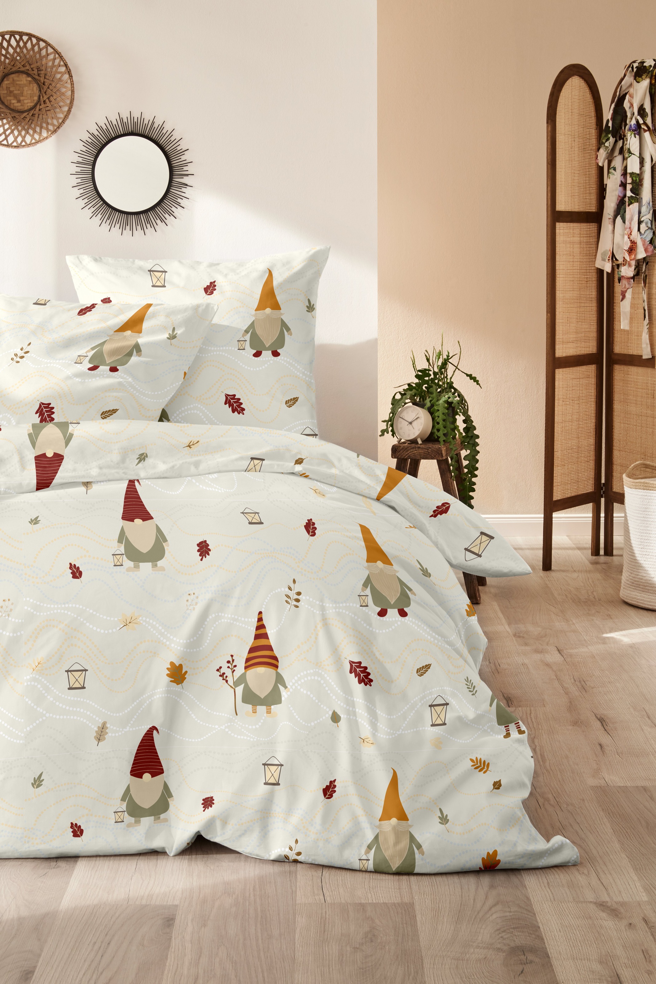 Primera Linge de lit »Feinbiber-Bettwäsche Wichtel« 2 cuis avec motif lutins