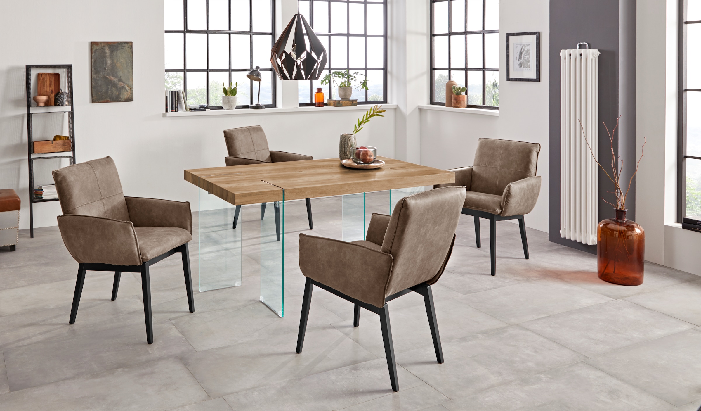 Home affaire Chaise avec accoudoirs »Model 6« (Set) 2 cuisBezug in Microfaser oder Leder, Gestell ist Buche in schwarz lackiert