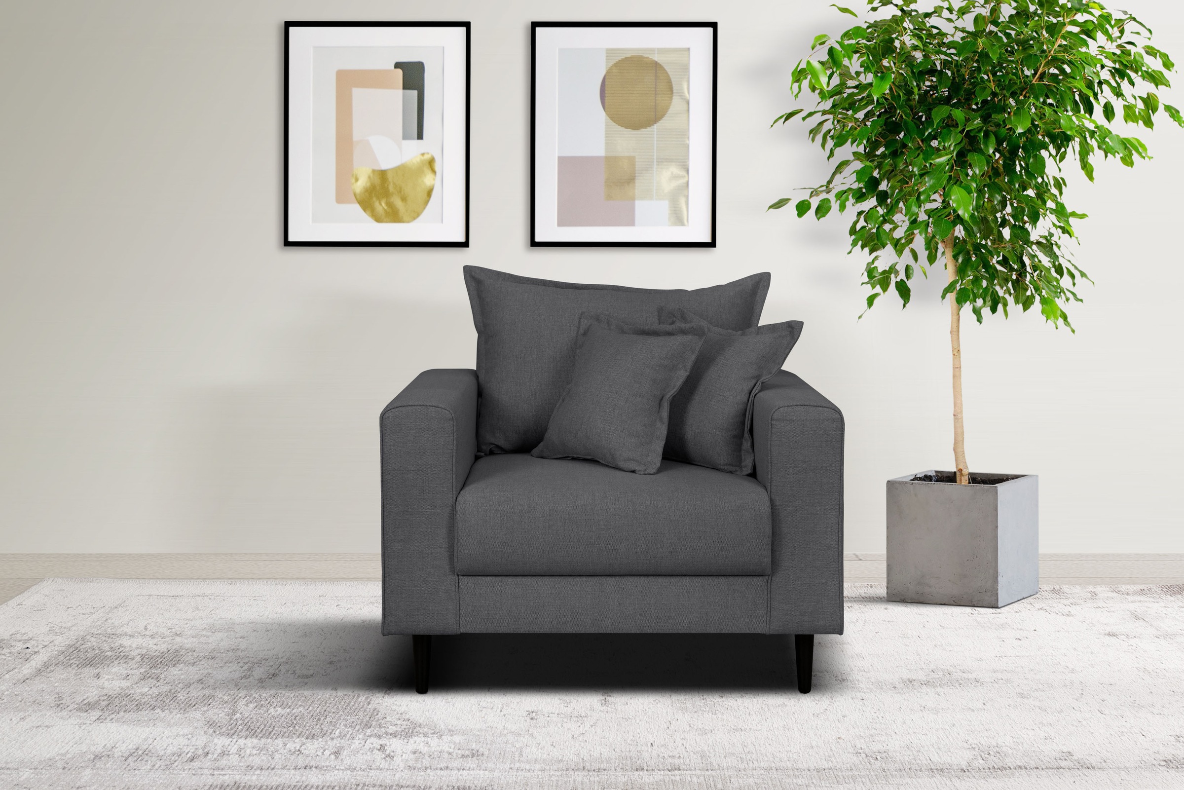 Home affaire Sessel »VEYRAS Loungesessel, Masse B/T/H: 95/84/76 cm« mit Wellenunterfederung, incl. Kissen
