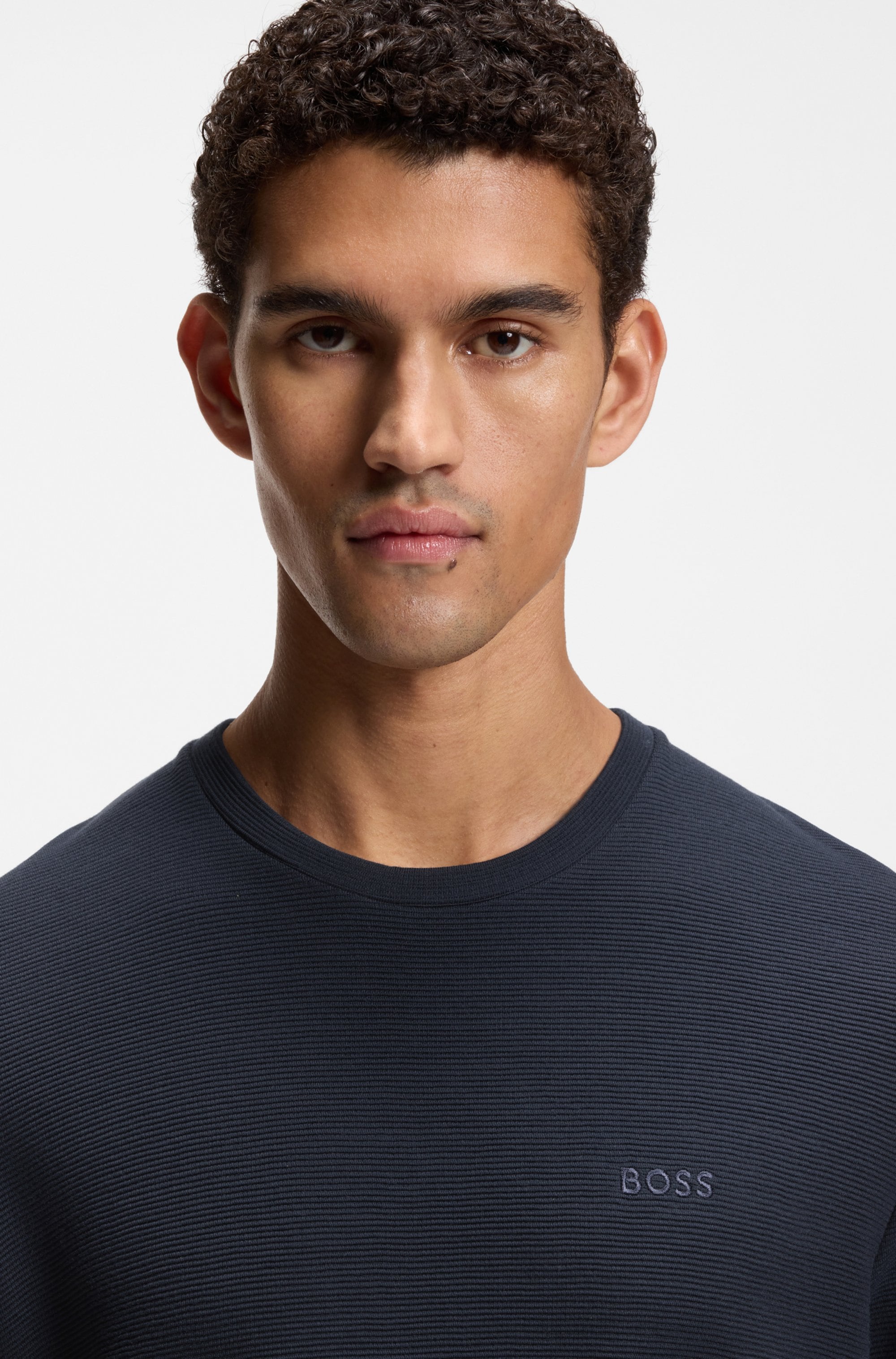 BOSS T-shirt aus Ripp-Qualität, regular fit, Rundhals