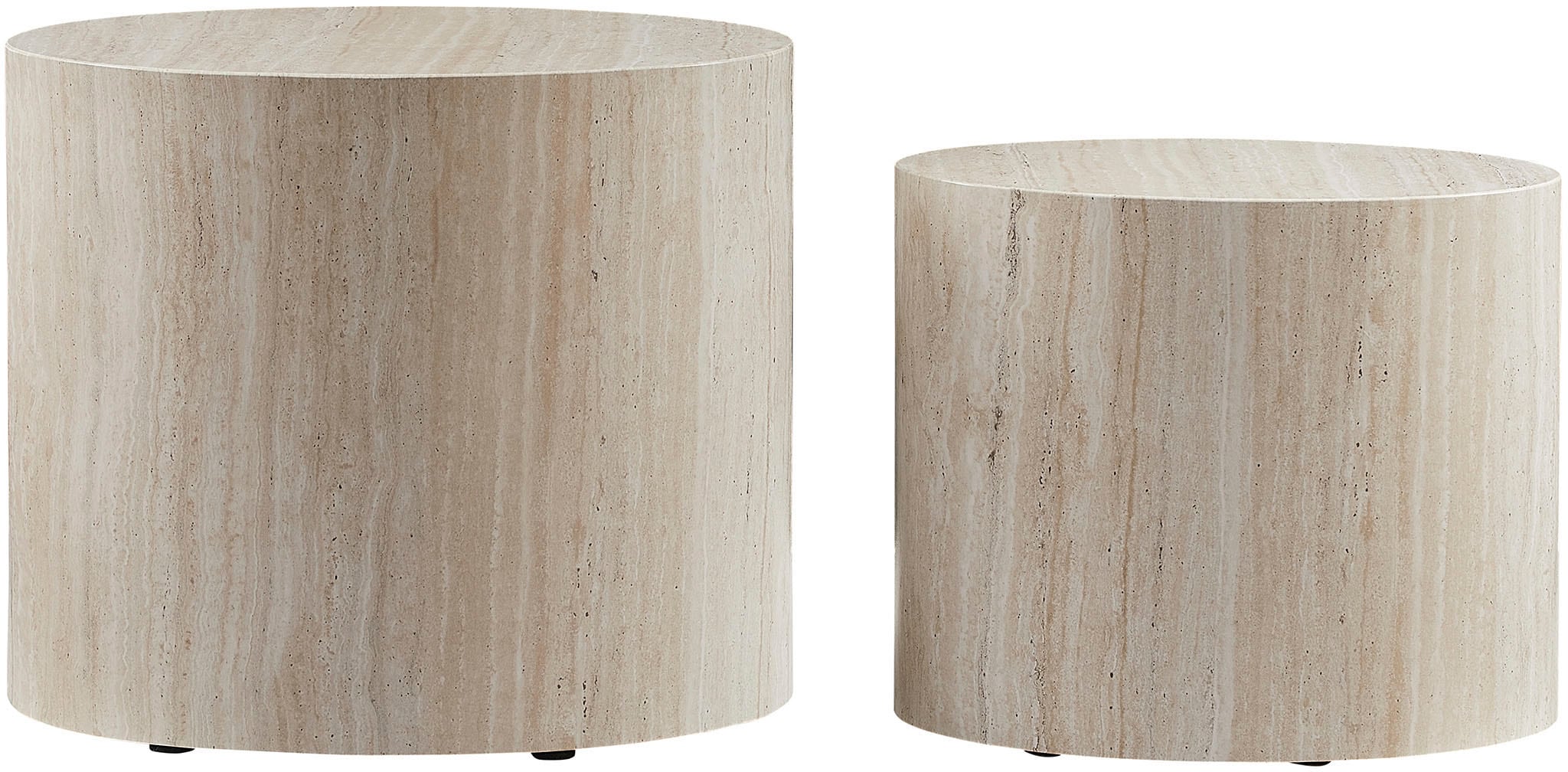 SalesFever Couchtisch »Almeria - Stilvoller Wohnzimmer- und Beistelltisch« Set, 2er Set, 2 Stk. tlg. oval, in Travertinoptik