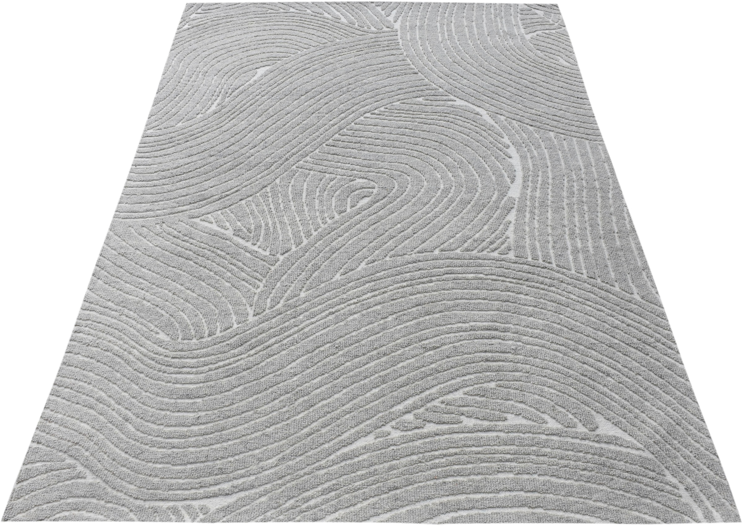 my home Tapis en laine »Falun, Wolle, Hoch-Tief-Struktur, maschinell gewebt« Rectangulaire 12 mm Höhe einfarbig, Wolle, Teppich, Wohnzimmer, Schlafzimmer, Esszimmer