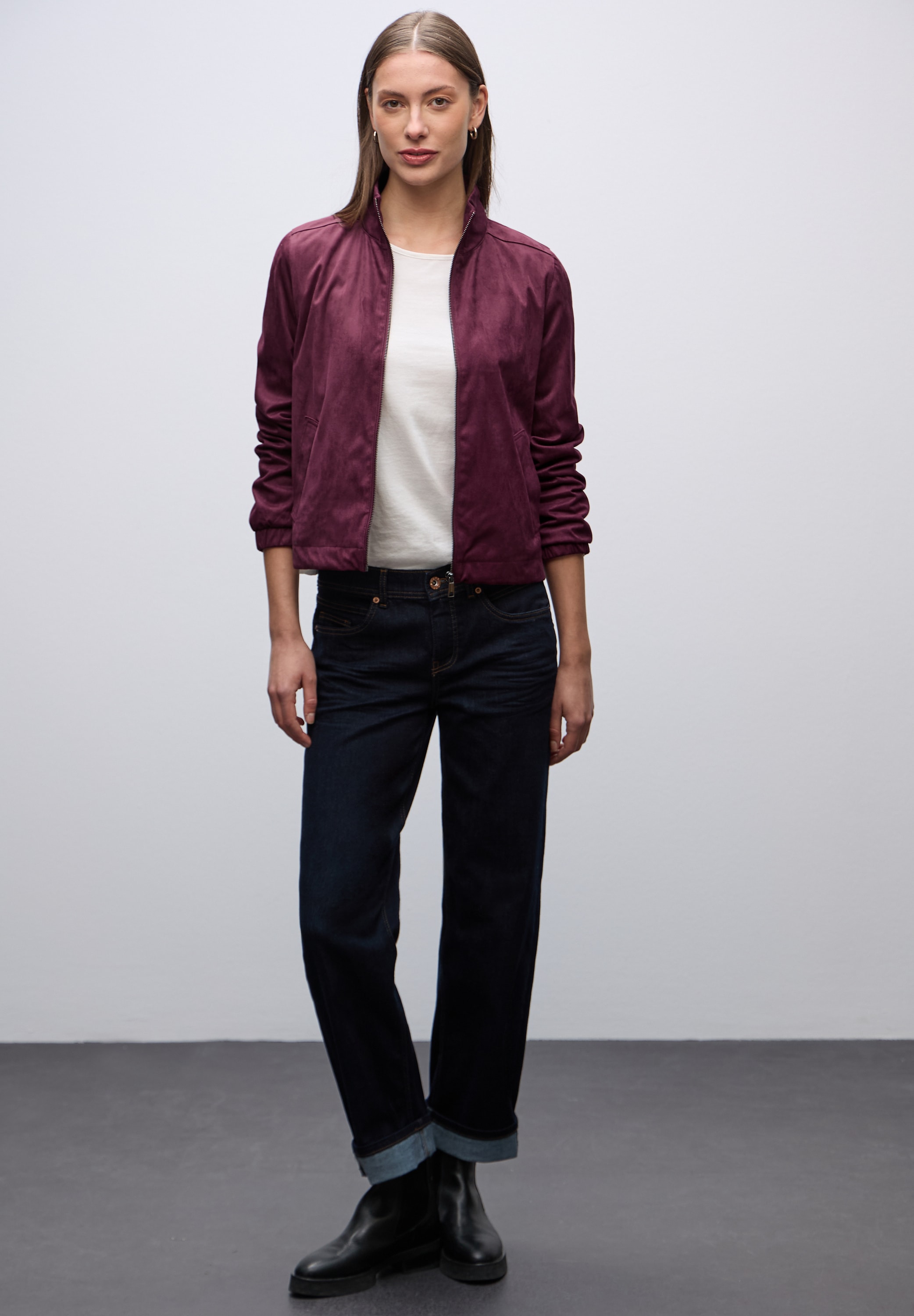 STREET ONE Lederimitat-Blazer mit Taschen und Stehkragen