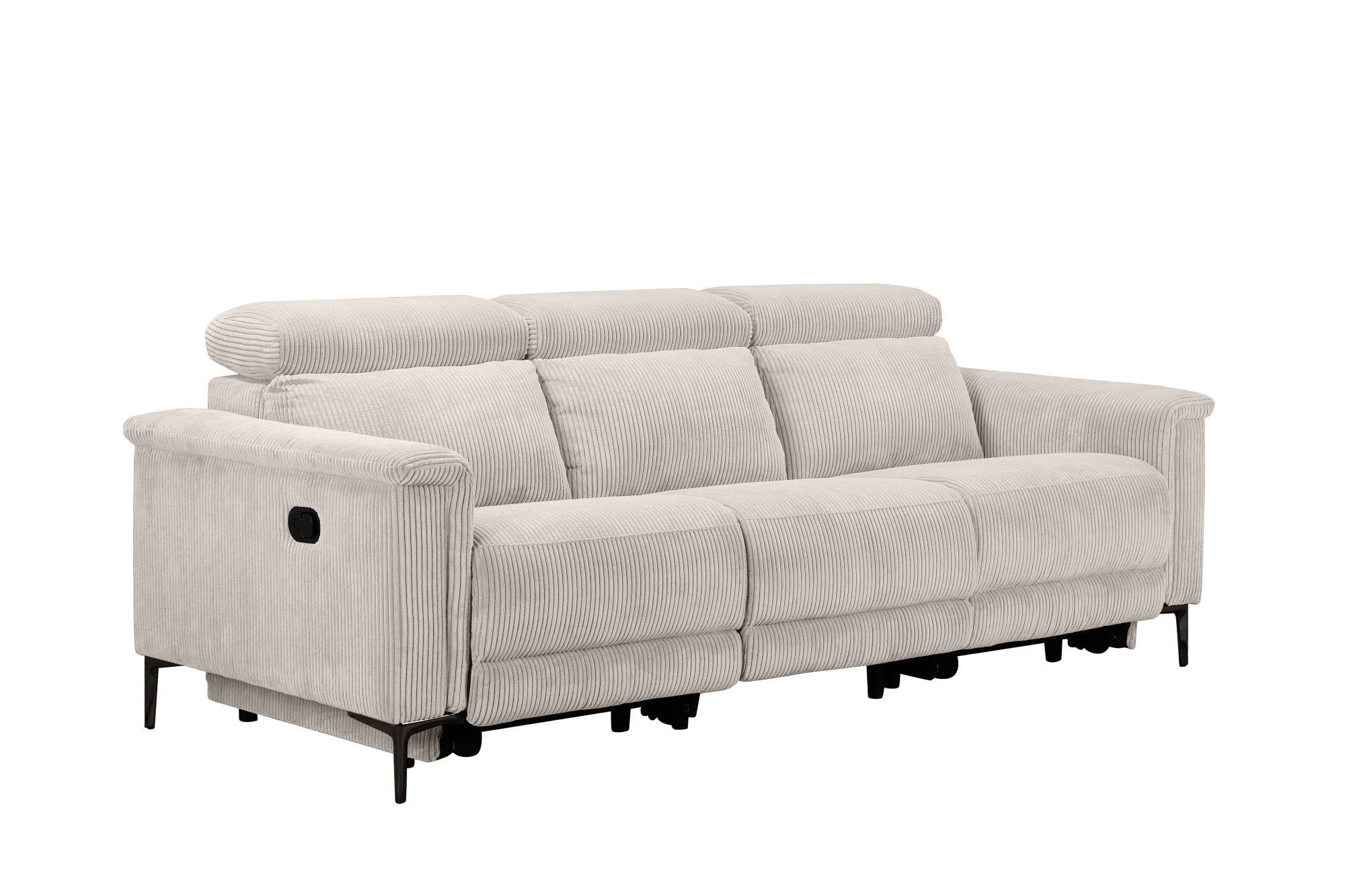 Home affaire 3-places »LUND Cord, B. 222cm, manuelle/elektrische Relaxfunktion in 2 Sitzen,« USB-C, Kopfteilverstellung, Breite 222 cm