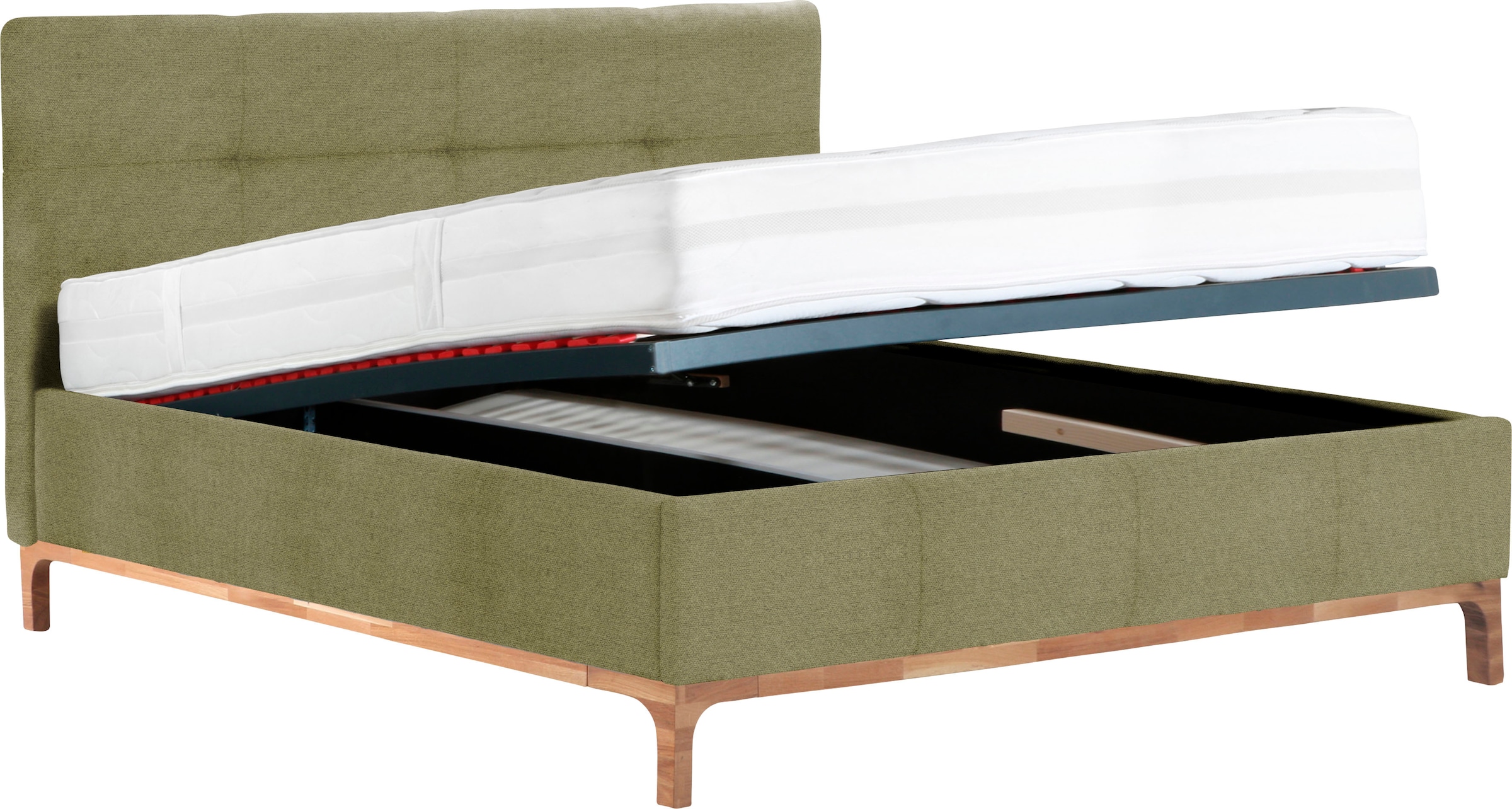 Leonique Polsterbett »Noan« Bettkasten, Lattenrahmen mit Gasdruckfedern, auch mit 7-Zonen-Matratze