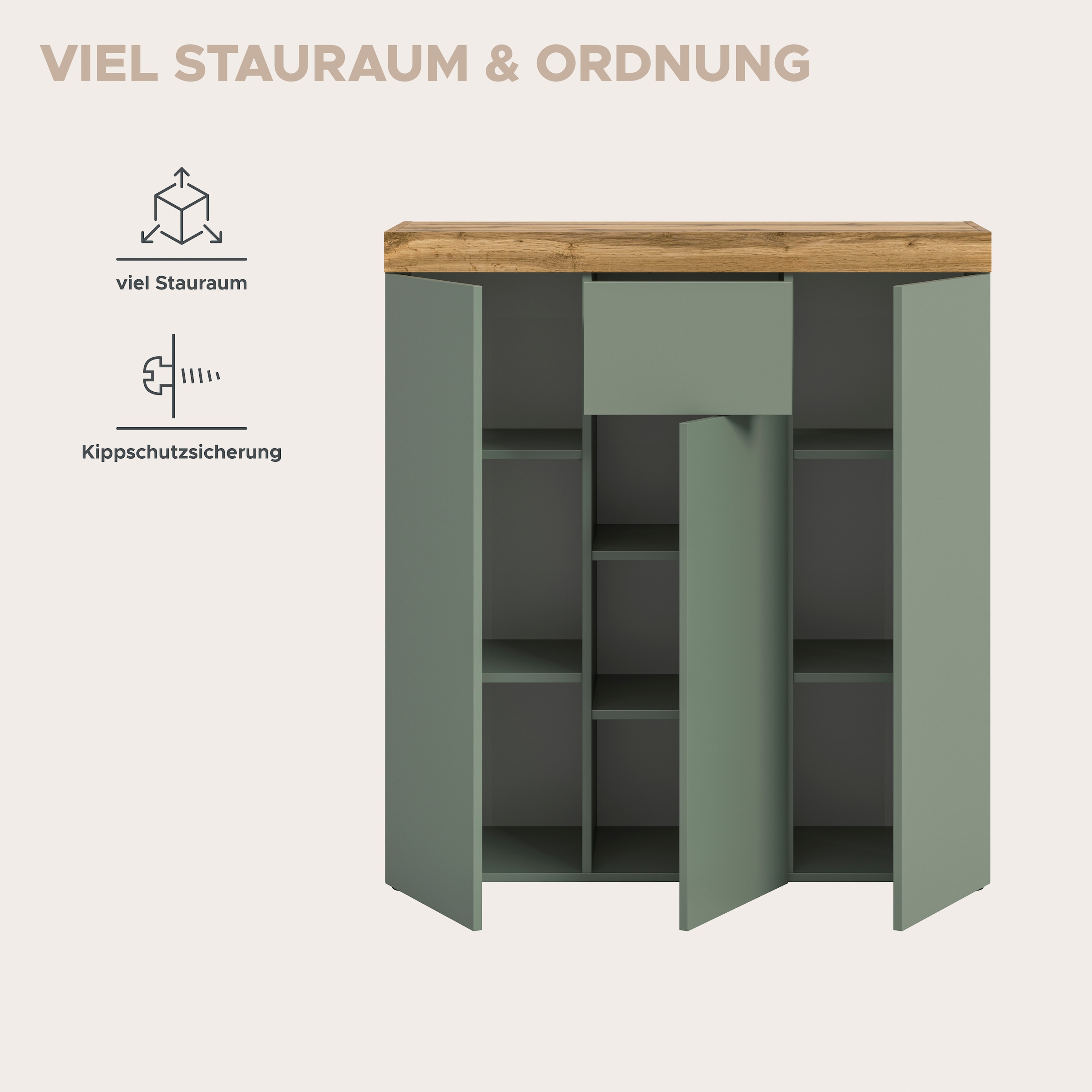 GOODproduct Buffet haut »MAMBO, TOPSELLER!, Höhe 115 cm, in verschiedenen Farben erhältlich« 2 farbige Ausführung, in verschiedenen Farben erhältlich, 1 cuis tlg. Kommode, Sideboard, Wohnzimmer, Schlafzimmer