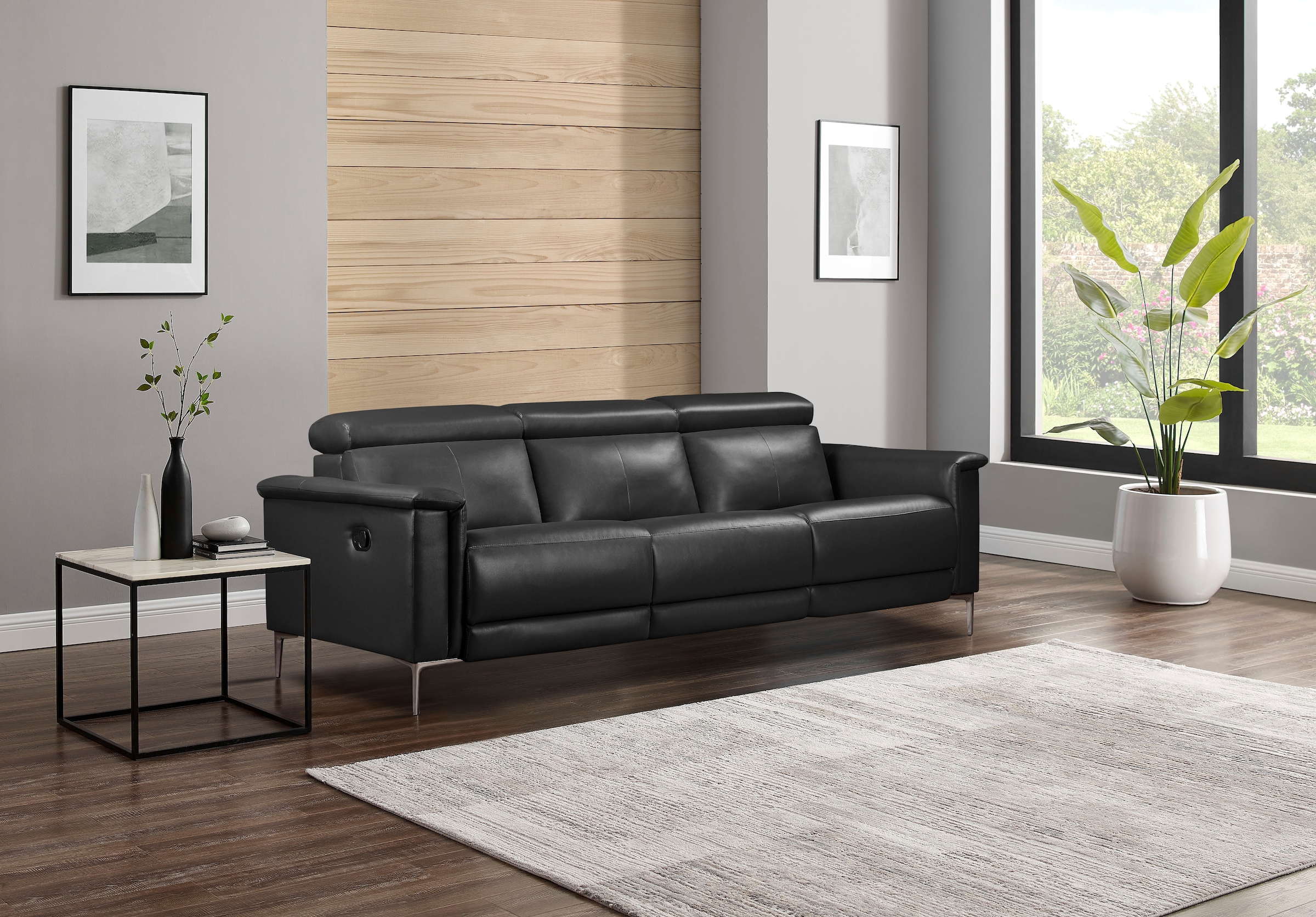 GOODproduct 3-places »LUND,Naturleder, 222 cm, man. o. elektr. Relaxfunktion in 2 Sitzen« (gauche/droite), USB-A pour version électrique, réglage du dossier