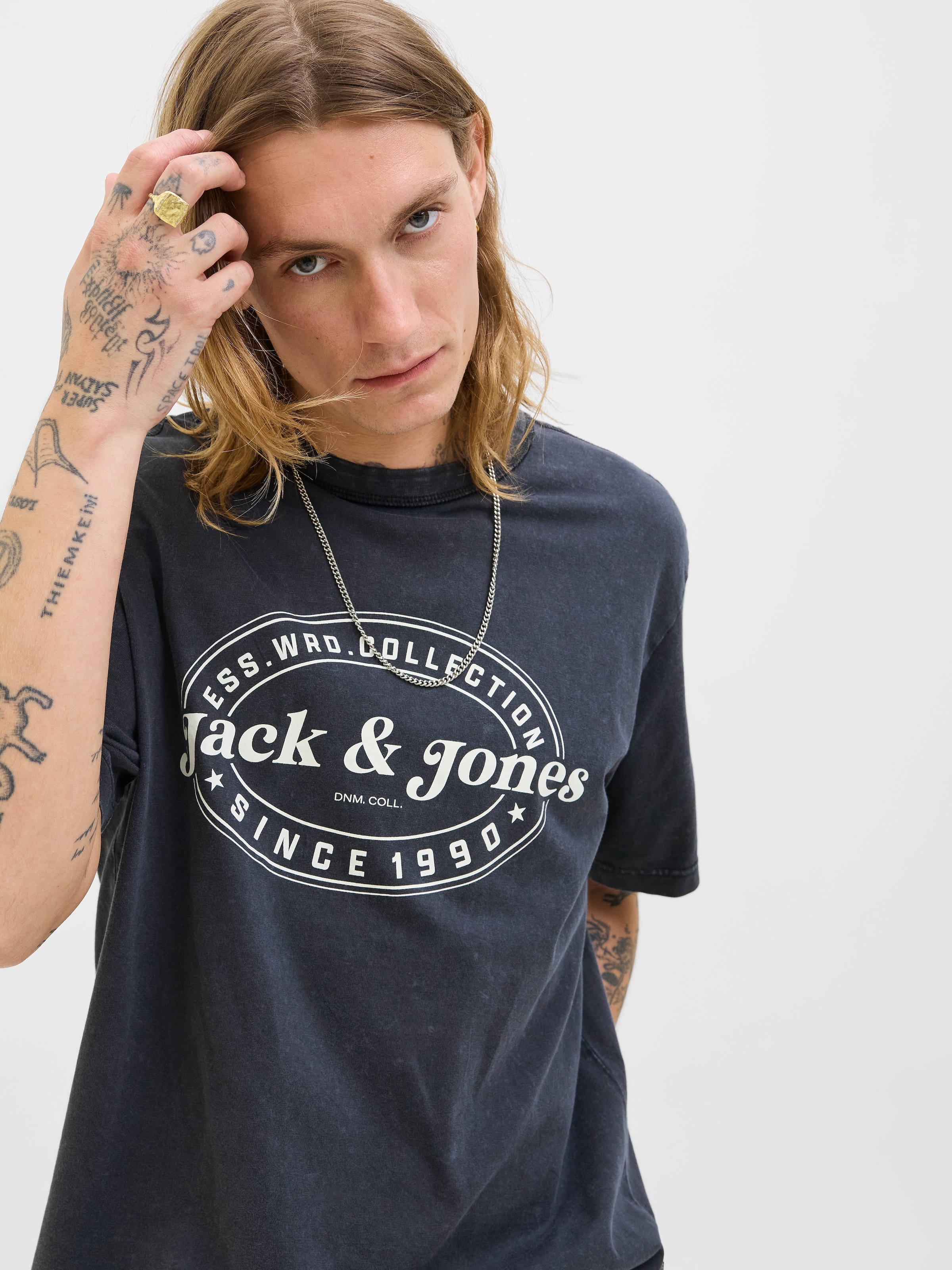 Jack & Jones Rundhalsshirt »JJEDOVER PRINT TEE SS CREW NECK«