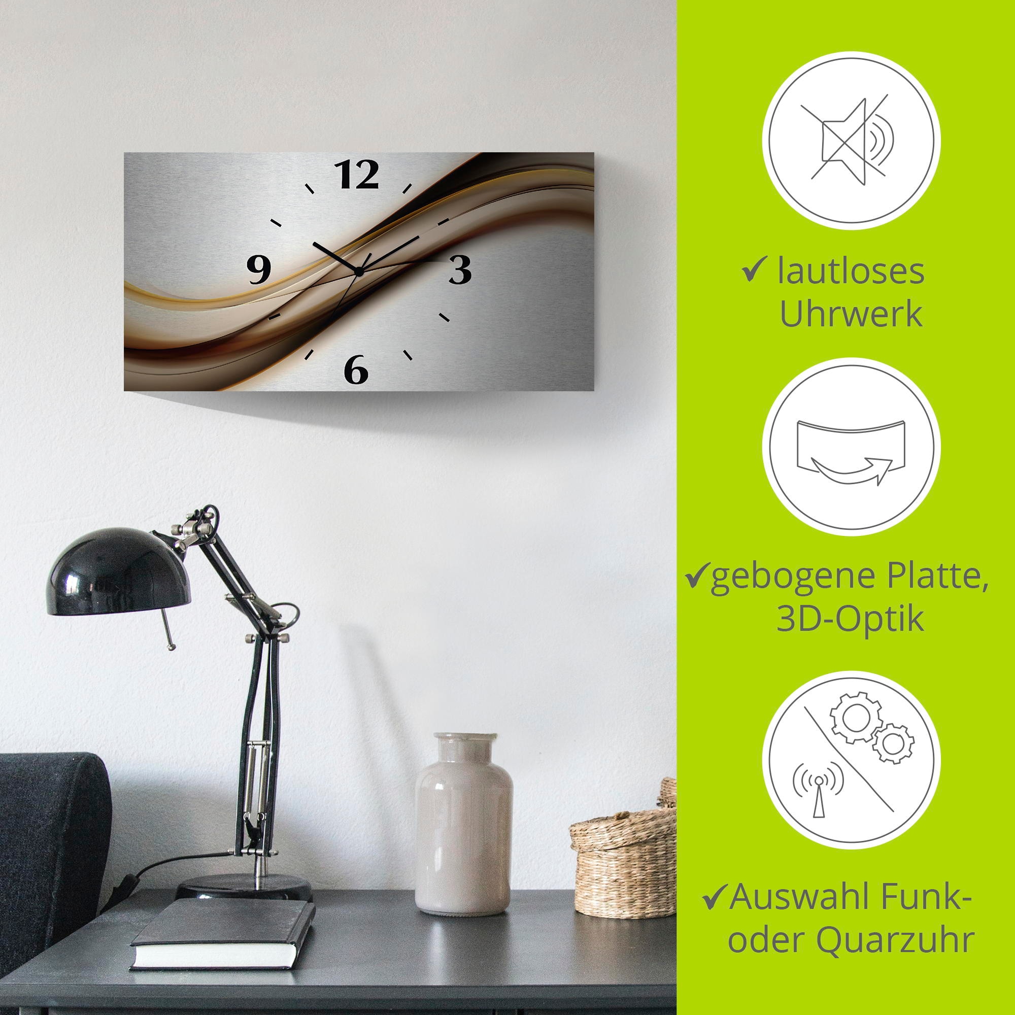 Artland Wanduhr »Welle« 3D Optik gebogen, mit Quarz- oder Funkuhrwerk, versch. Grössen