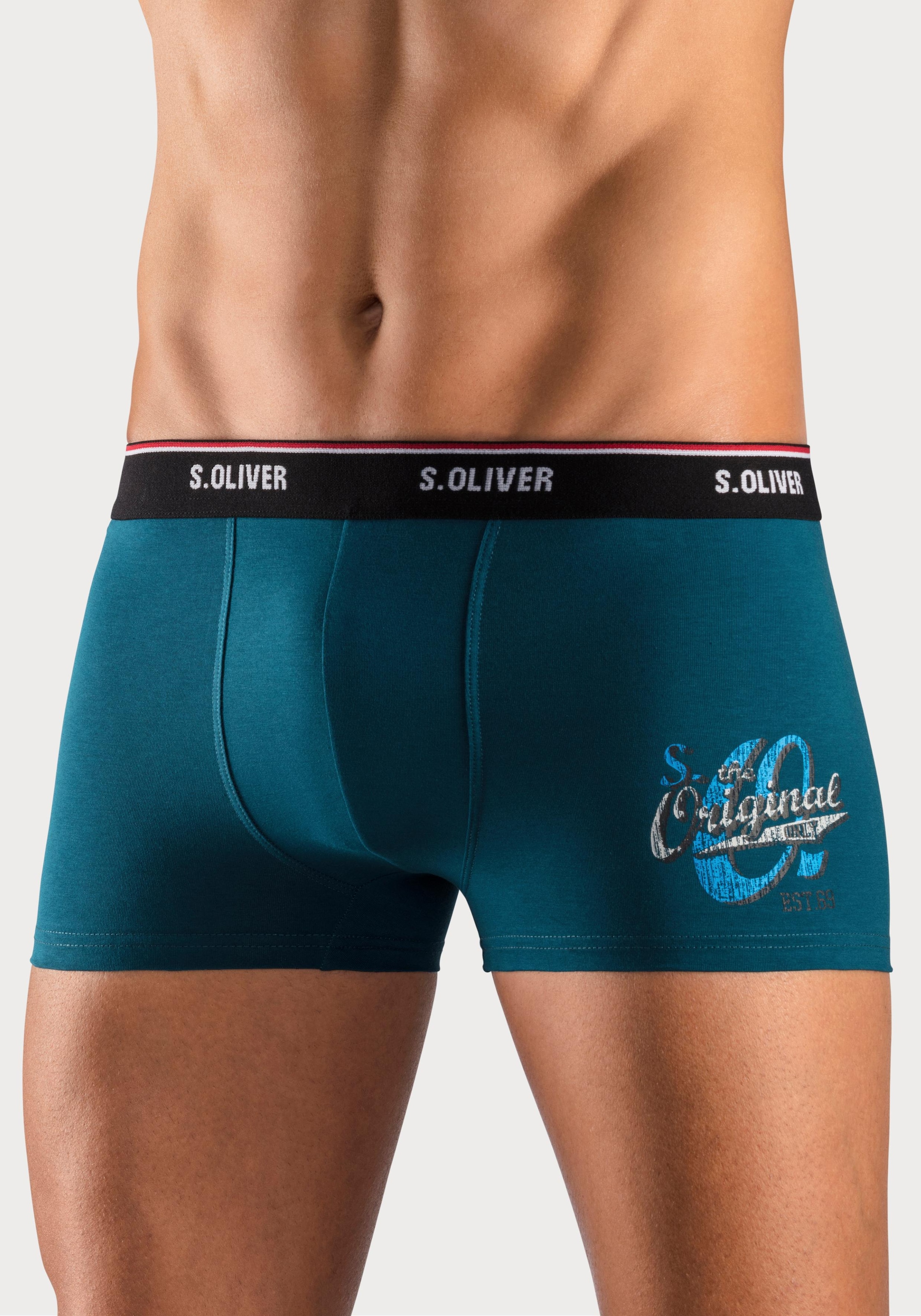 s.Oliver Boxer »Boxershorts für Herren« Packung, 3 Stk. mit Print auf dem Bein