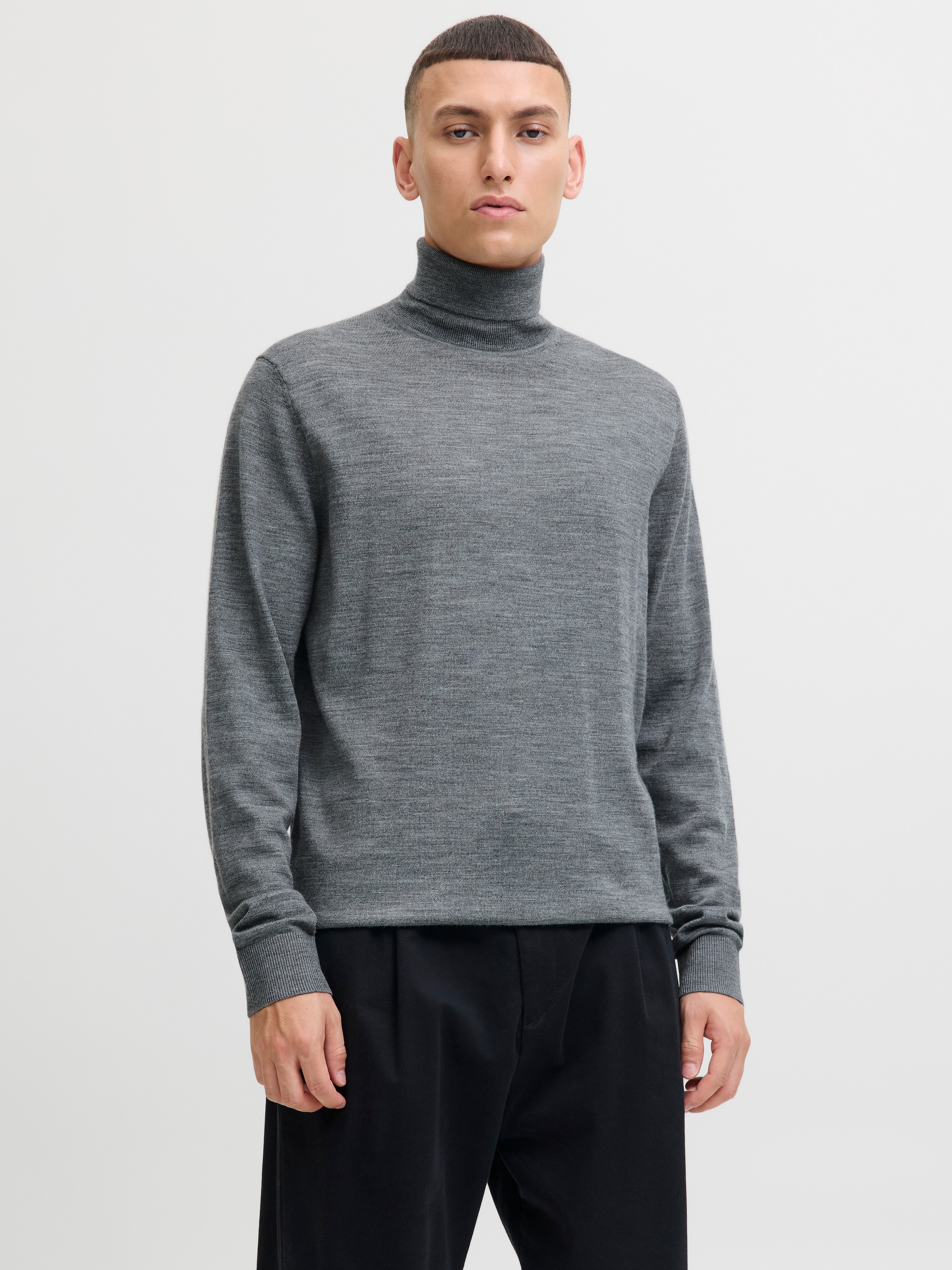 Jack & Jones Pull à col roulé »JPRBLAMERINO KNIT ROLL NECK« Laine, coupe régulière
