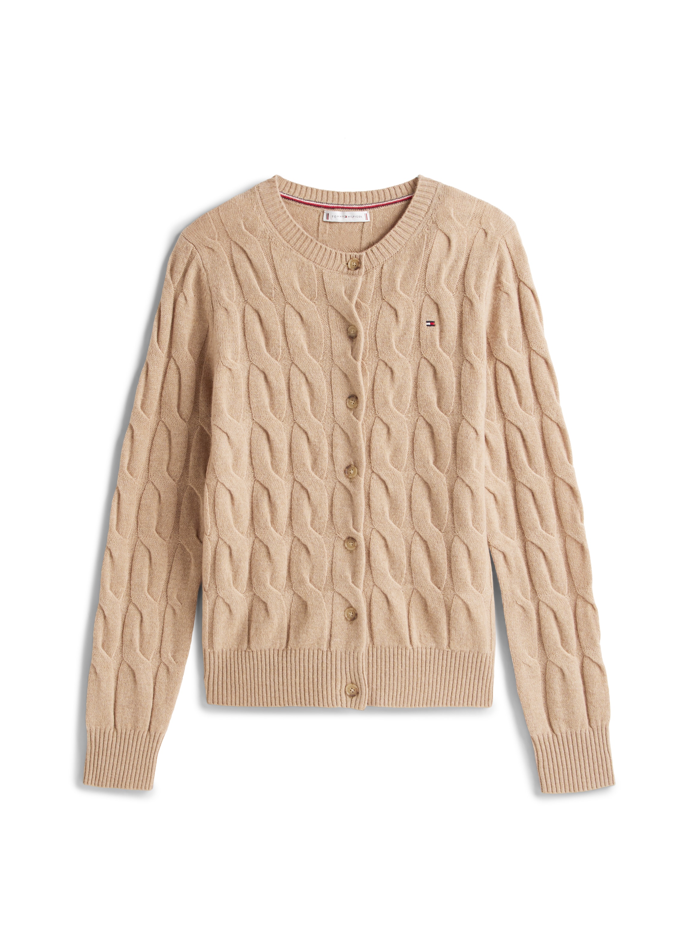 Tommy Hilfiger Veste en tricot »SOFT WOOL CABLE C-NK LS CARDIGAN« mit Zopfmuster, aus reiner Wolle