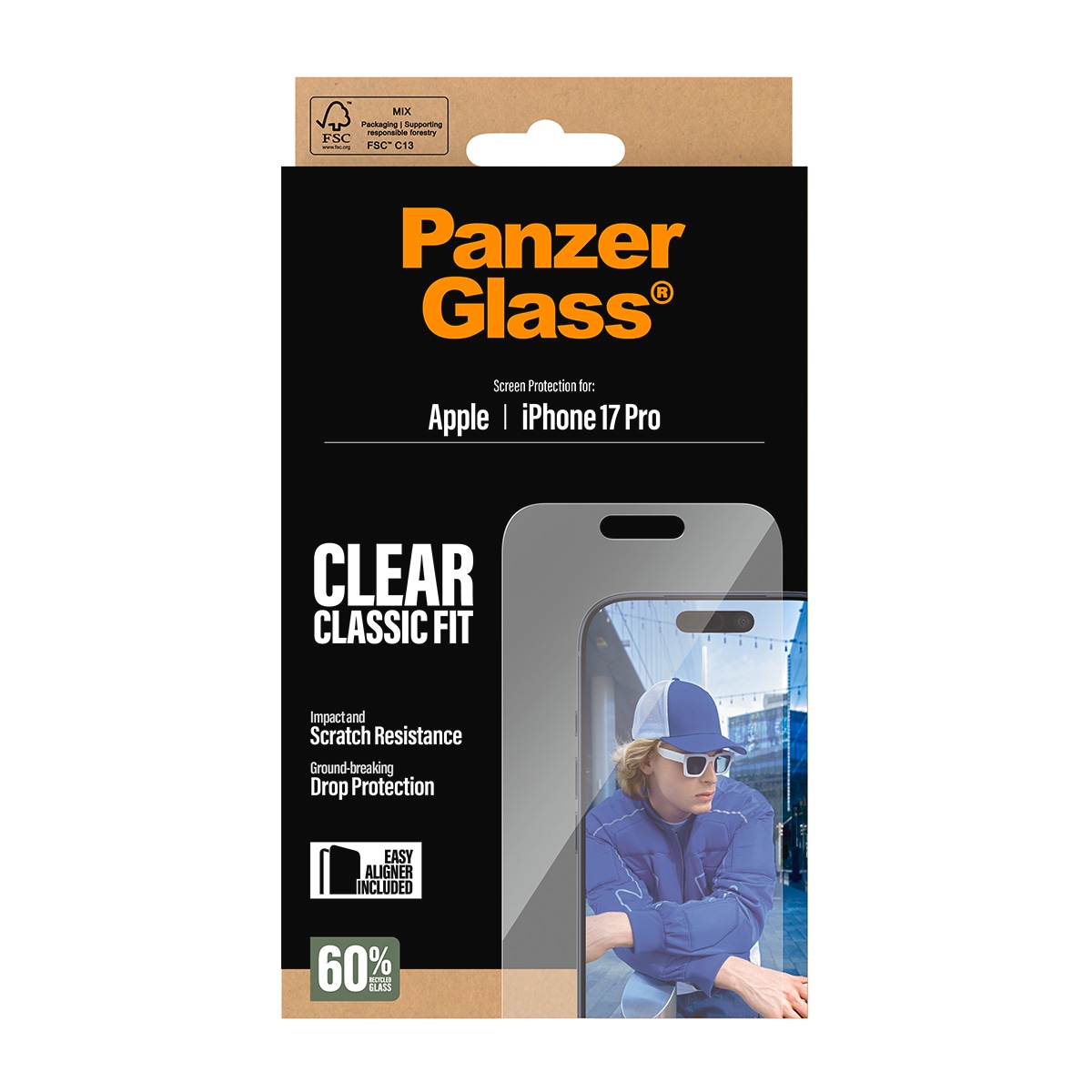 CARE by PanzerGlass Verre de protection d'écran »Classic Fit Screen Protector« für Apple iPhone 17 Pro Displayschutzfolie, Schutzfolie, Bildschirmschutz, kratz- & stossfest