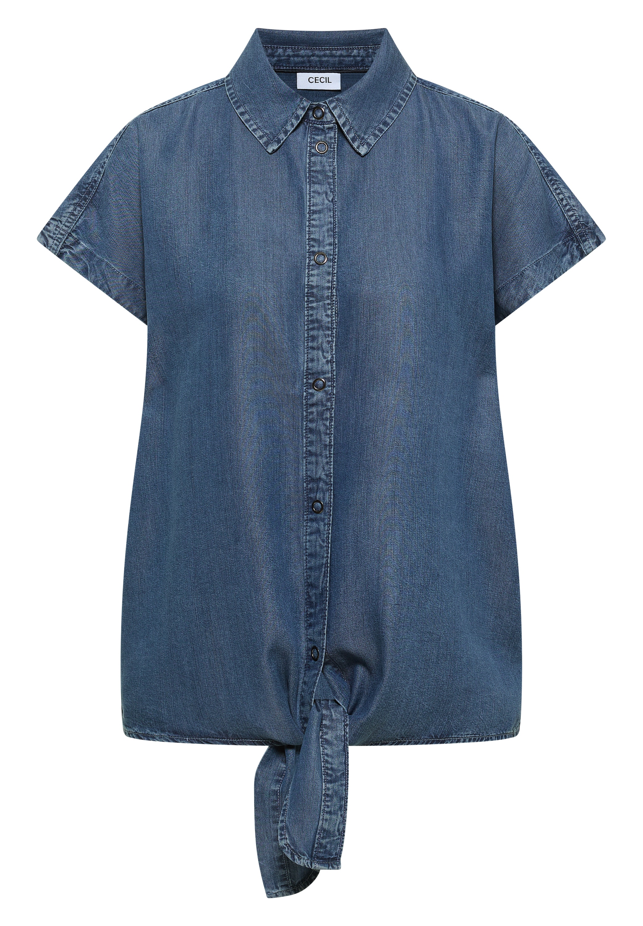 Cecil Blouse chemise blouse d'été aspect denim / détail noué à l'ourlet