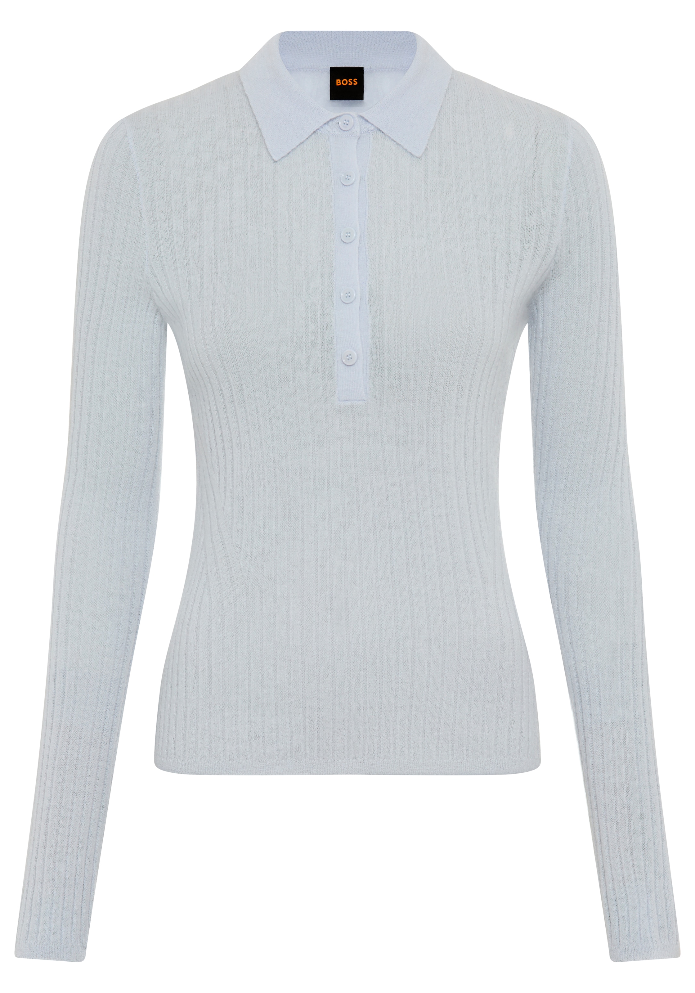 BOSS ORANGE Pull à col polo »Fuganel Premium Damenmode« mit Knopfleiste, Rippstruktur